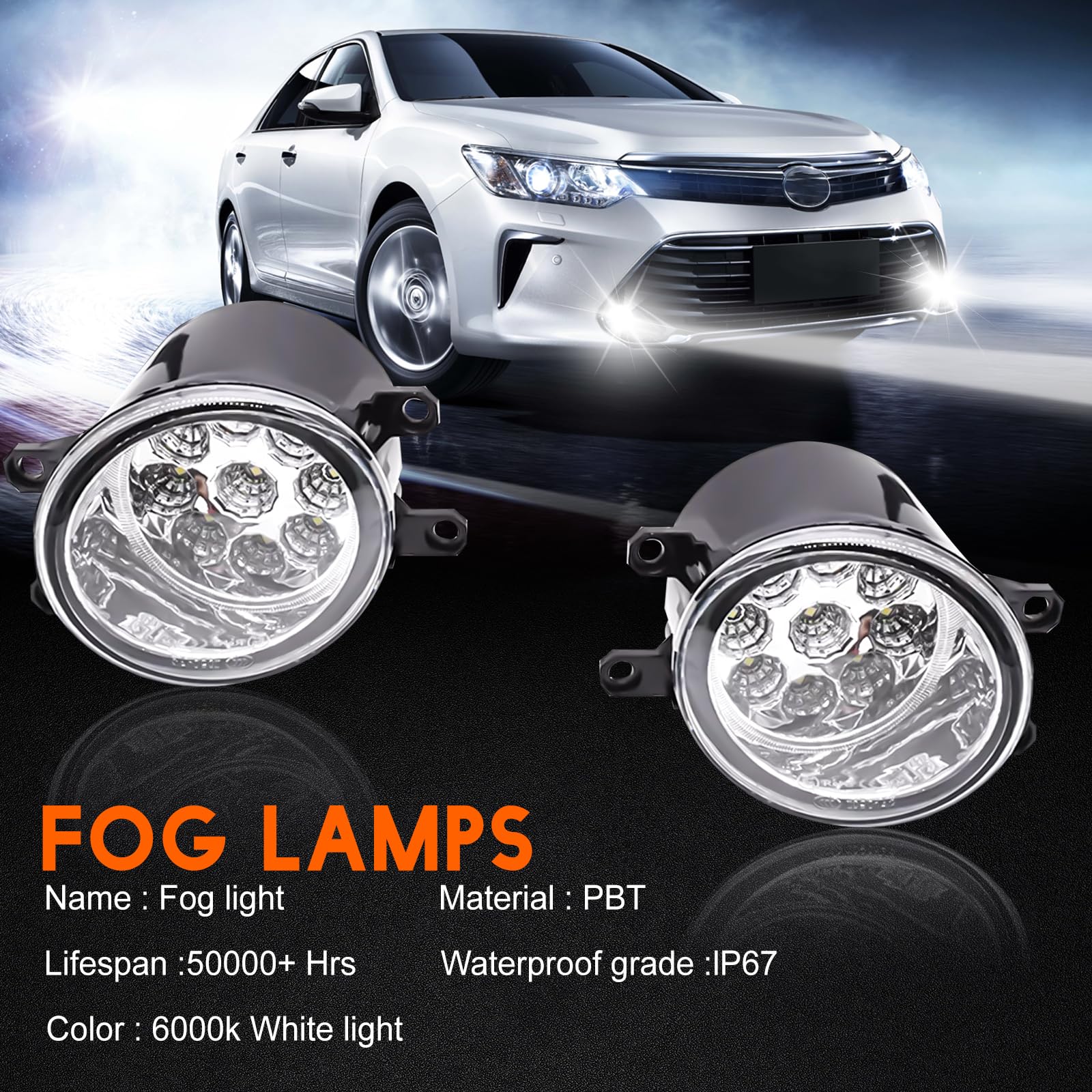 Qobsos Led Fog Light For Toyota Venza 2009-2015 Replacement Front Bumper Lamp 6000K White Pack Of 2