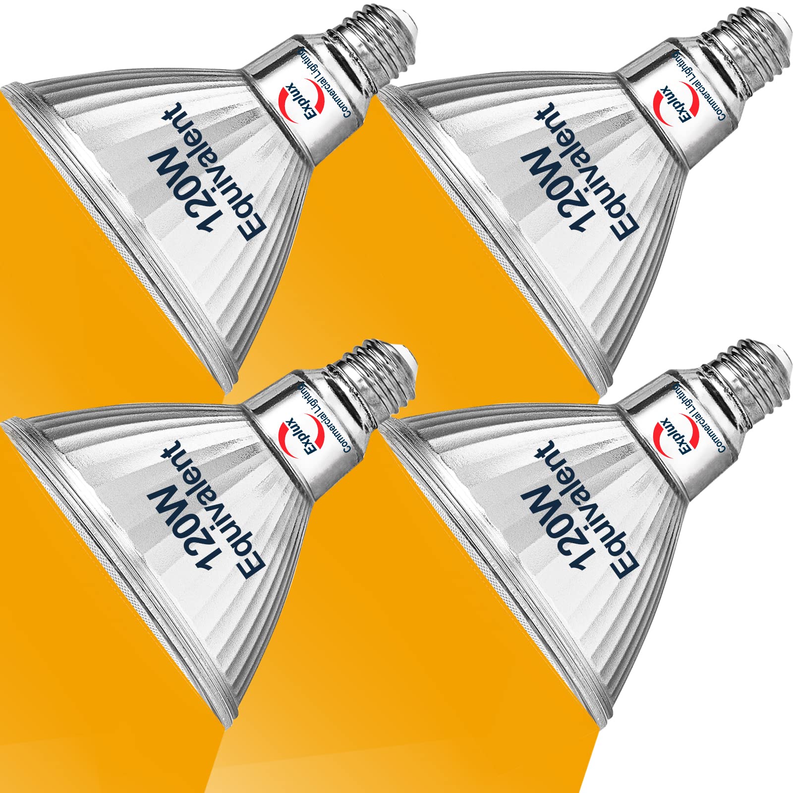 Explux Full Glass LED PAR38 Outdoor Flood Amber Light Bulbs, 120W Equivalent, Weatherproof & Anti-Ageing, Dimmable, Amber Color,
