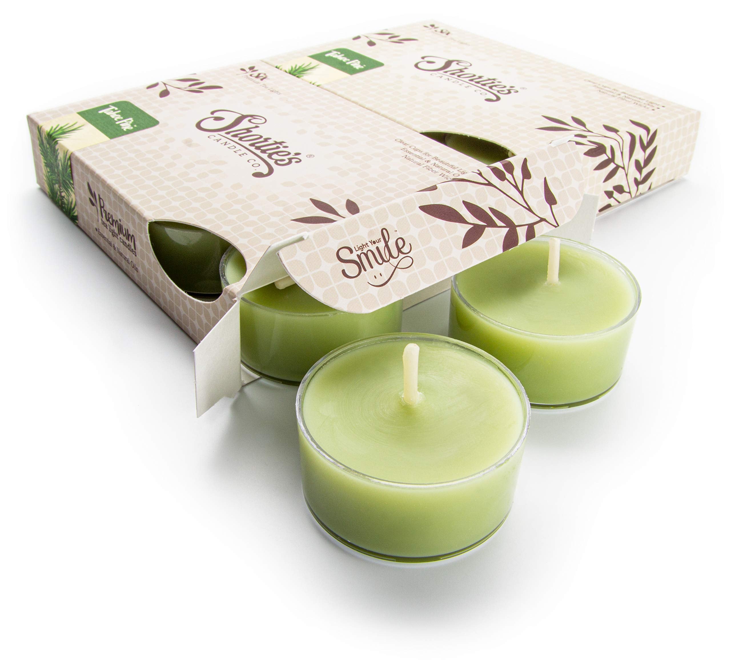 Tahoe Pine Premium Tealight Candles Multi Pack - Highly Scented with Essential & Natural Oils - 12 Green Tea Lights - Beautiful Candlelight - Made in The USA - Fresh & Clean Collection