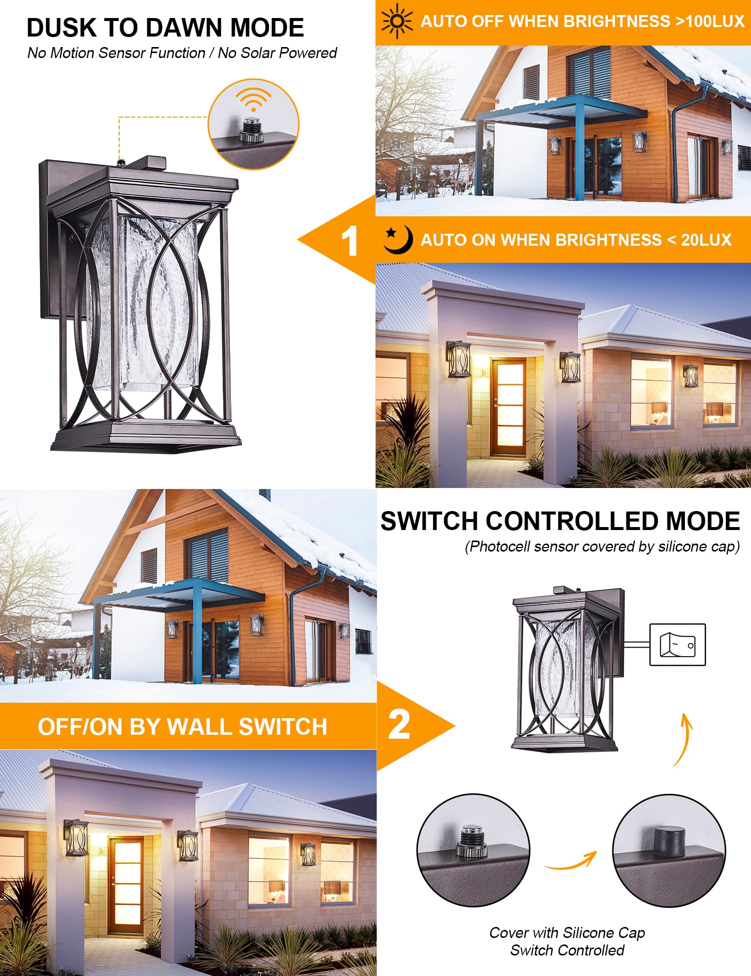 Oil Rubbed Bronze Outdoor Sconce Dusk To Dawn Exterior Light Fixtures Wall Mount Porch Light Modern Outdoor Wall Light Aluminum