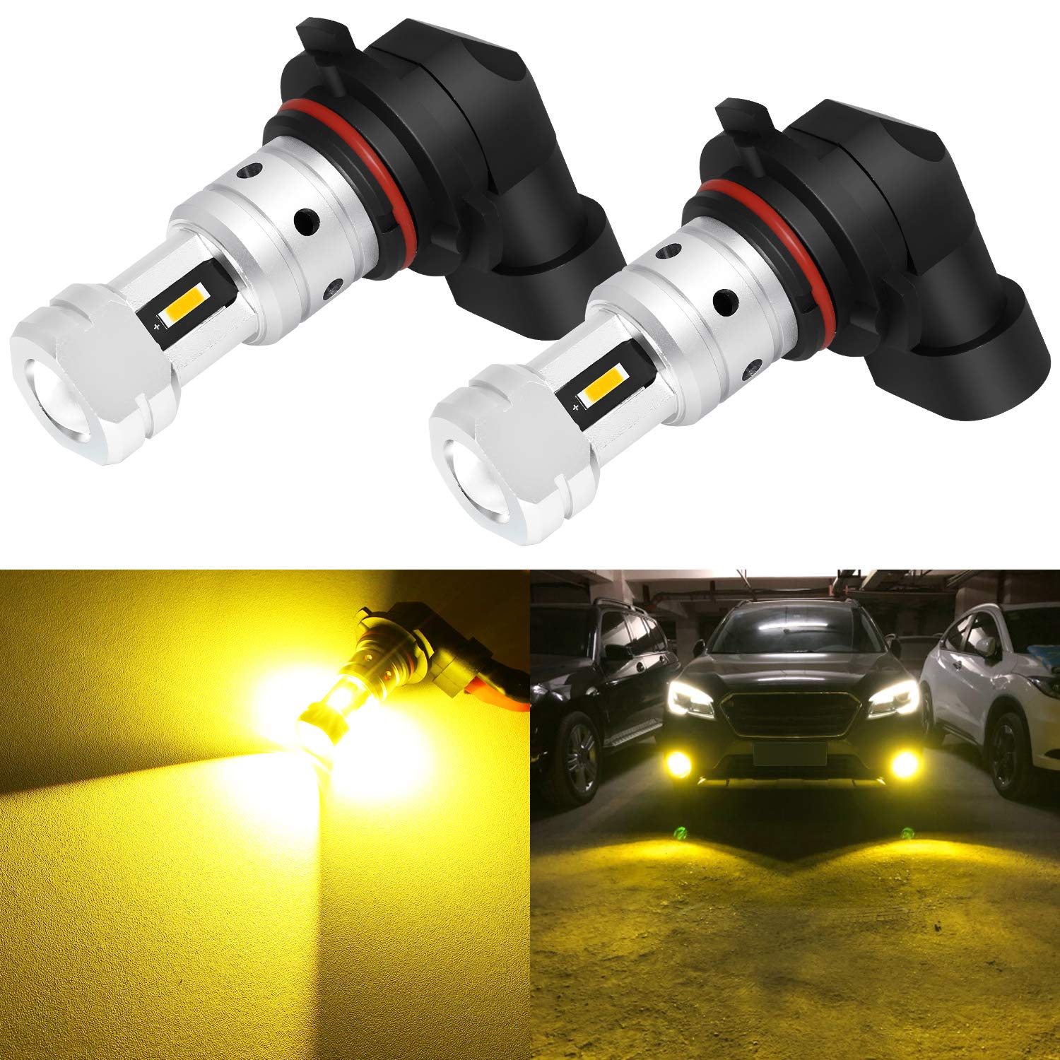 Phinlion 9006 Yellow Fog Light Bulbs 3800 Lumens Super Bright Hb4 9006Ll Led Bulb Replacement For Car Truck Suv Fog Lights Or Dr