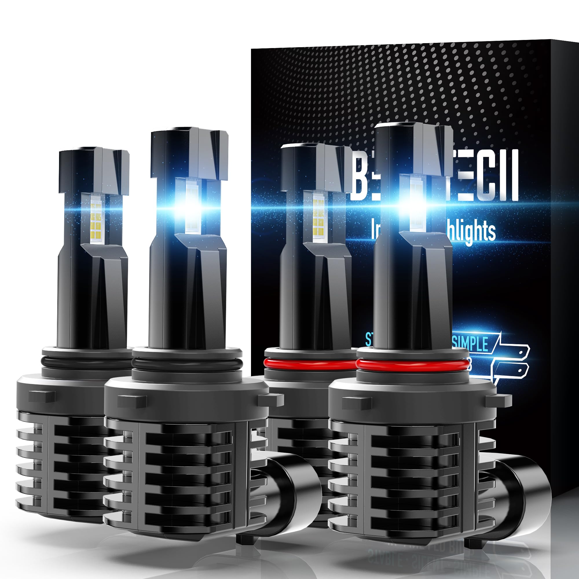 BEAMTECH 9005 9006 Fog Light Bulbs, Fanless, 6500K, Pack of 4