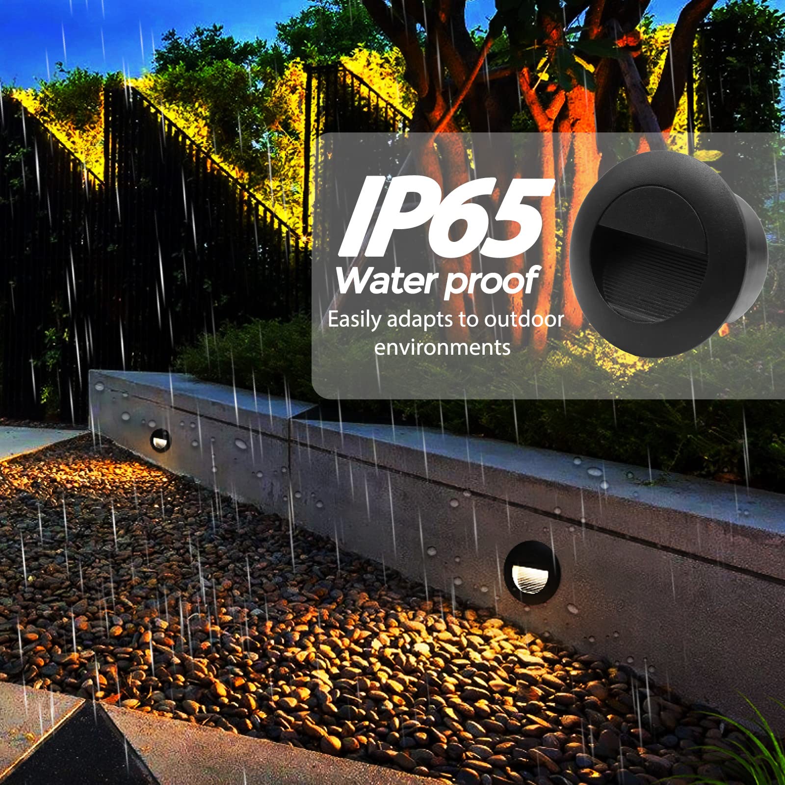 Arotelicht 6Pcs 3W LED Recessed Wall Light, Step Light Warm White 3000K, Stair Light Staircase Lighting, Inside Outside Garden B