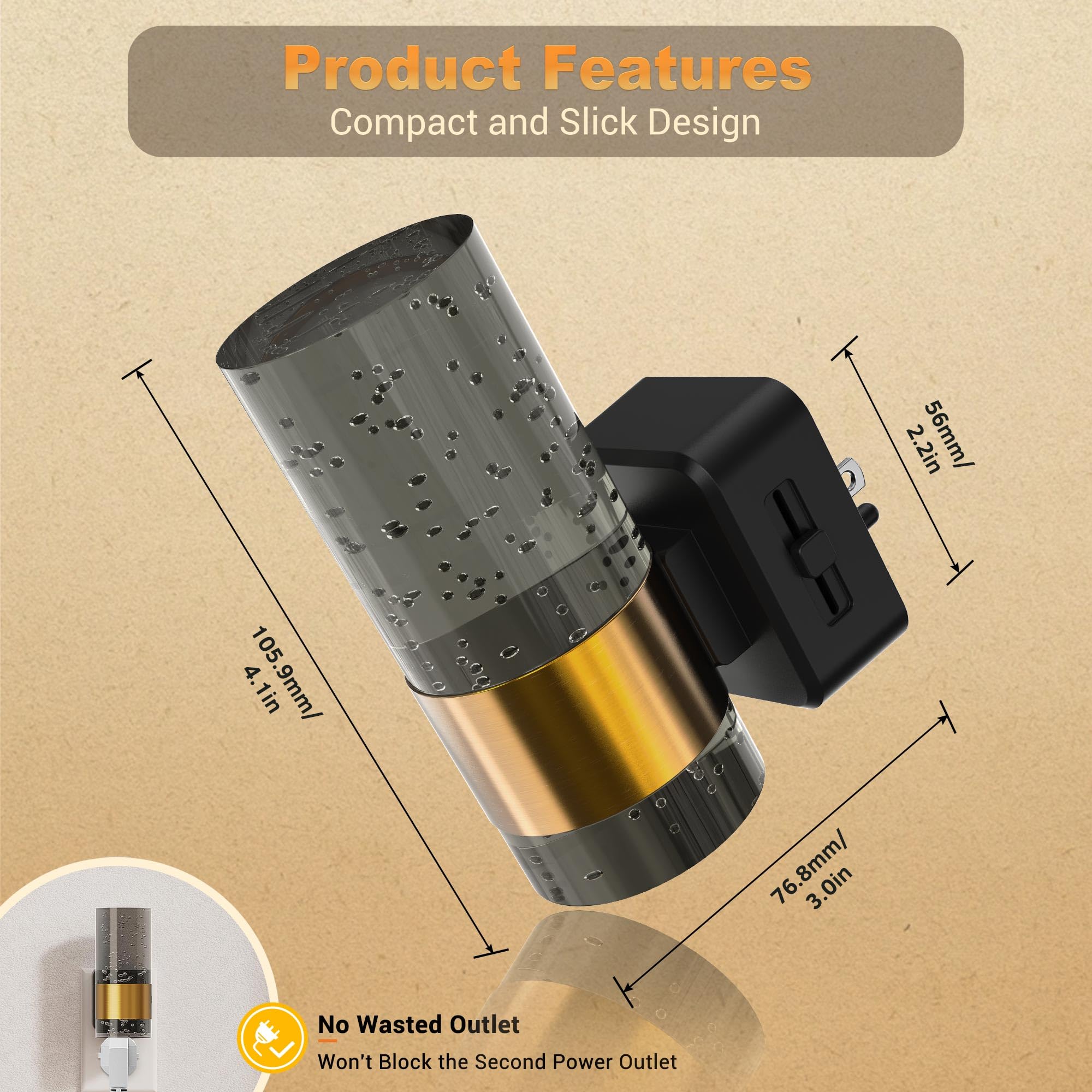 Jandcase Night Lights Plug Into Wall,2 Pack Automatic Led Night Light With 0-100Lm Dimmable, 3000K Plug In Night Lights With Aut