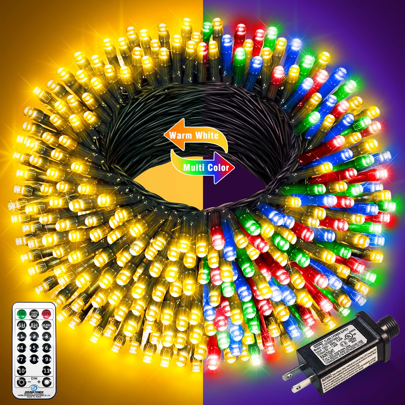 100Ft 300 Led Color Changing Christmas Lights  Warm White & Multicolor Christmas Tree Lights With Remote  Waterproof Connectable String Light Outdoor Indoor For Party Garden Xmas Tree Decorations