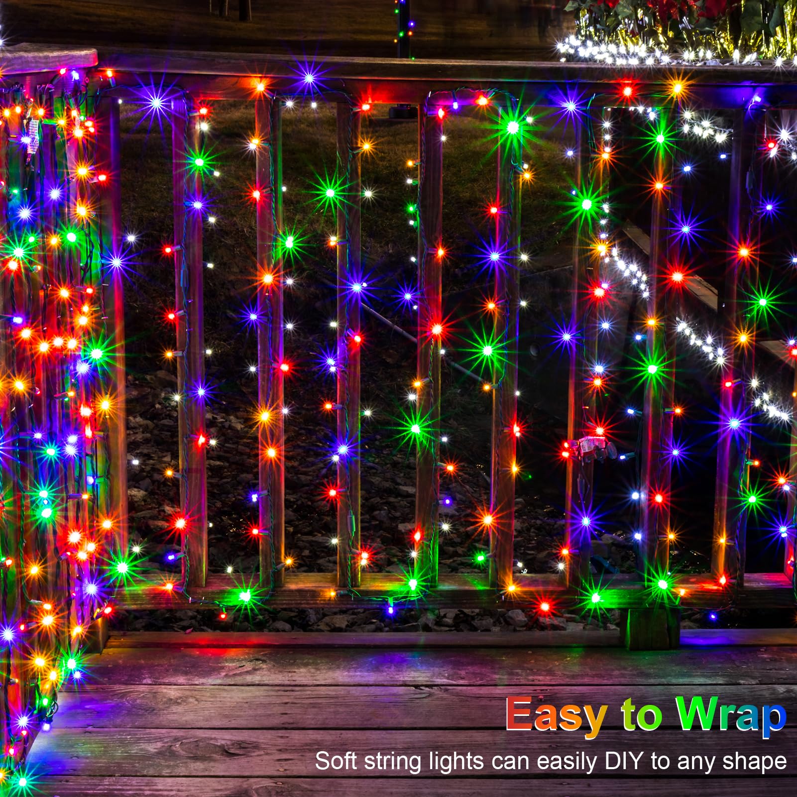 echosari 4 Pack Battery Operated String Lights, 13.2Ft, 40 LED, Waterproof, Dark Green Wire, Multicolor, Model SD-4P-4M40L