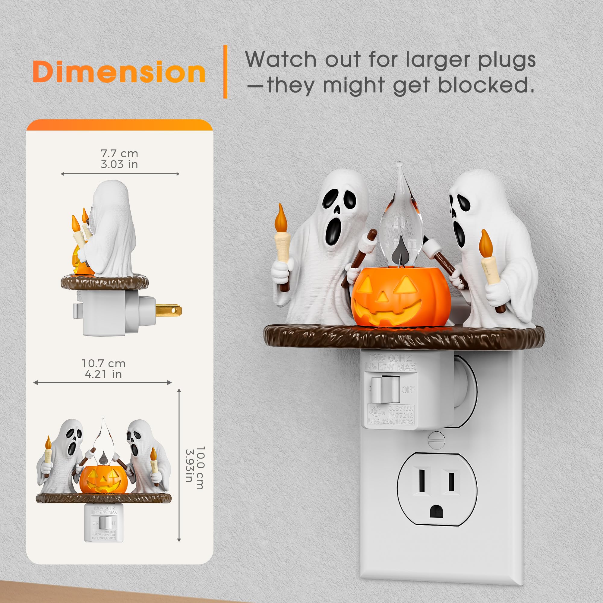 Briignite Halloween Night Light, Ghost Night Light Campfire Flickering [2 Pack], Halloween Decor Night Lights For Kids, Plug In