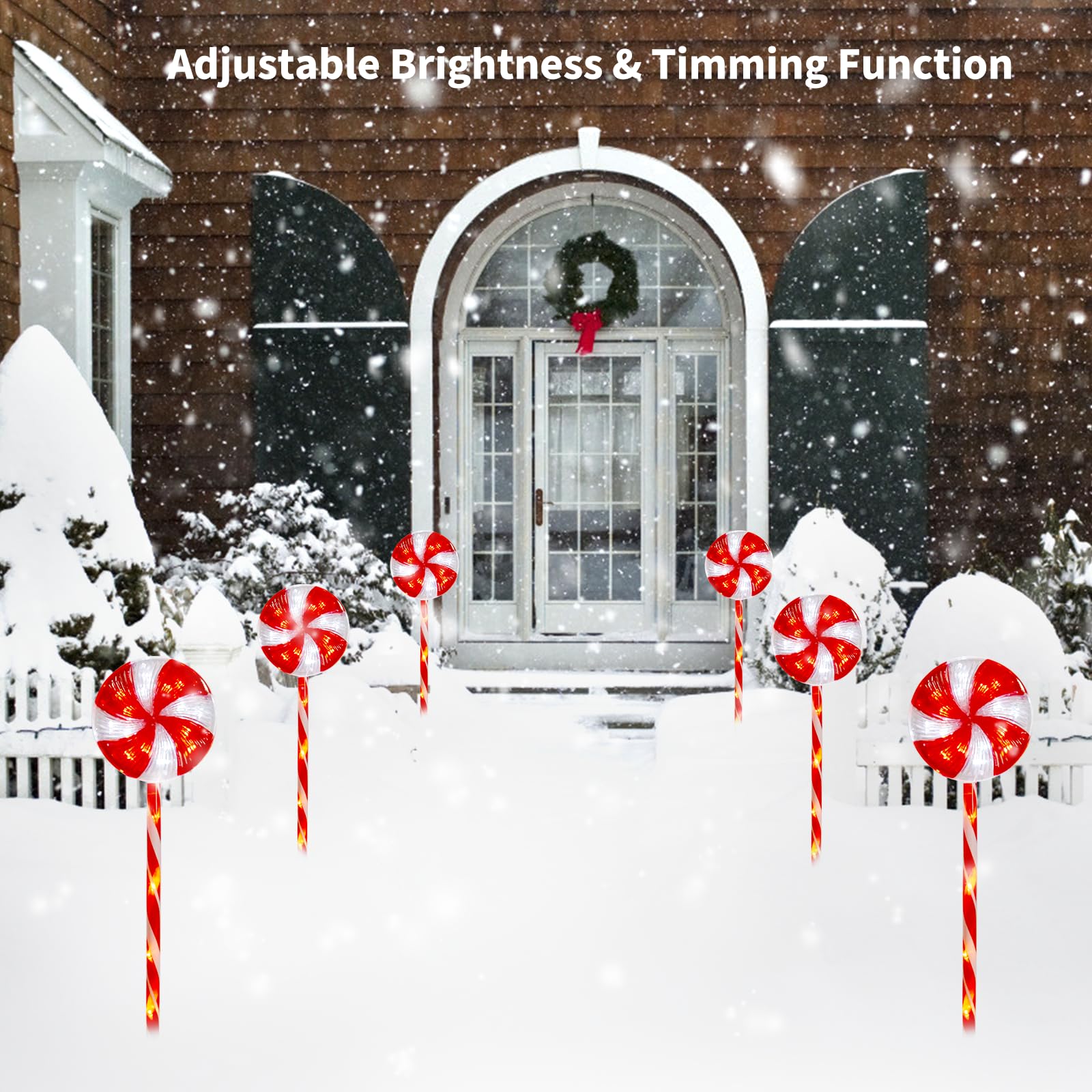 Lollipop Christmas Pathway Lights Outdoor - 3 Pack 29 Inches 60 Led Lighted Candy Cane Decorations With 8 Lighting Modes Waterpr