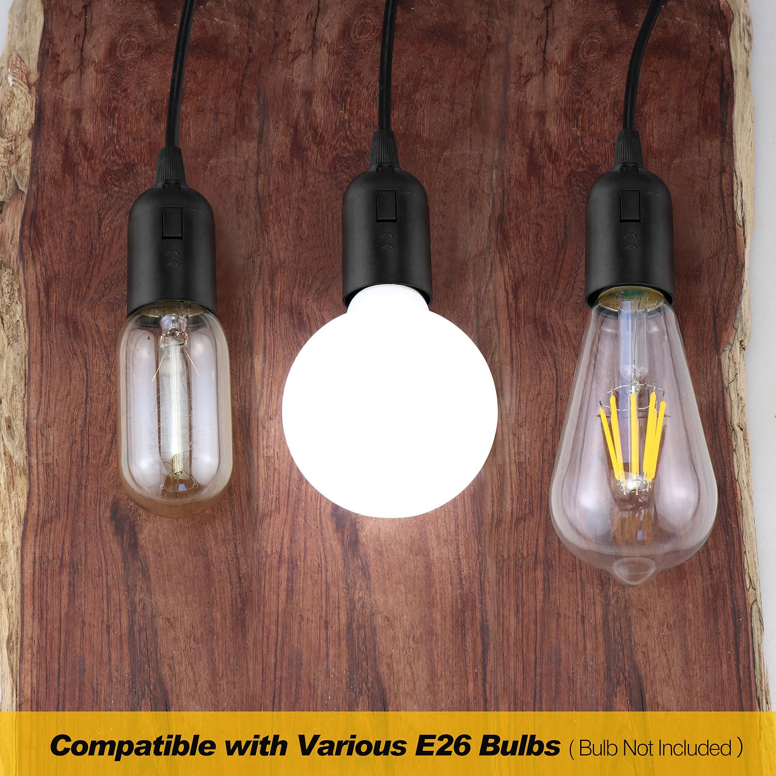 SLYYMY 2Pack Plug in Hanging Light Kit, E26/E27, 9.9FT Cord with On/Off Switch, UL Listed, Black