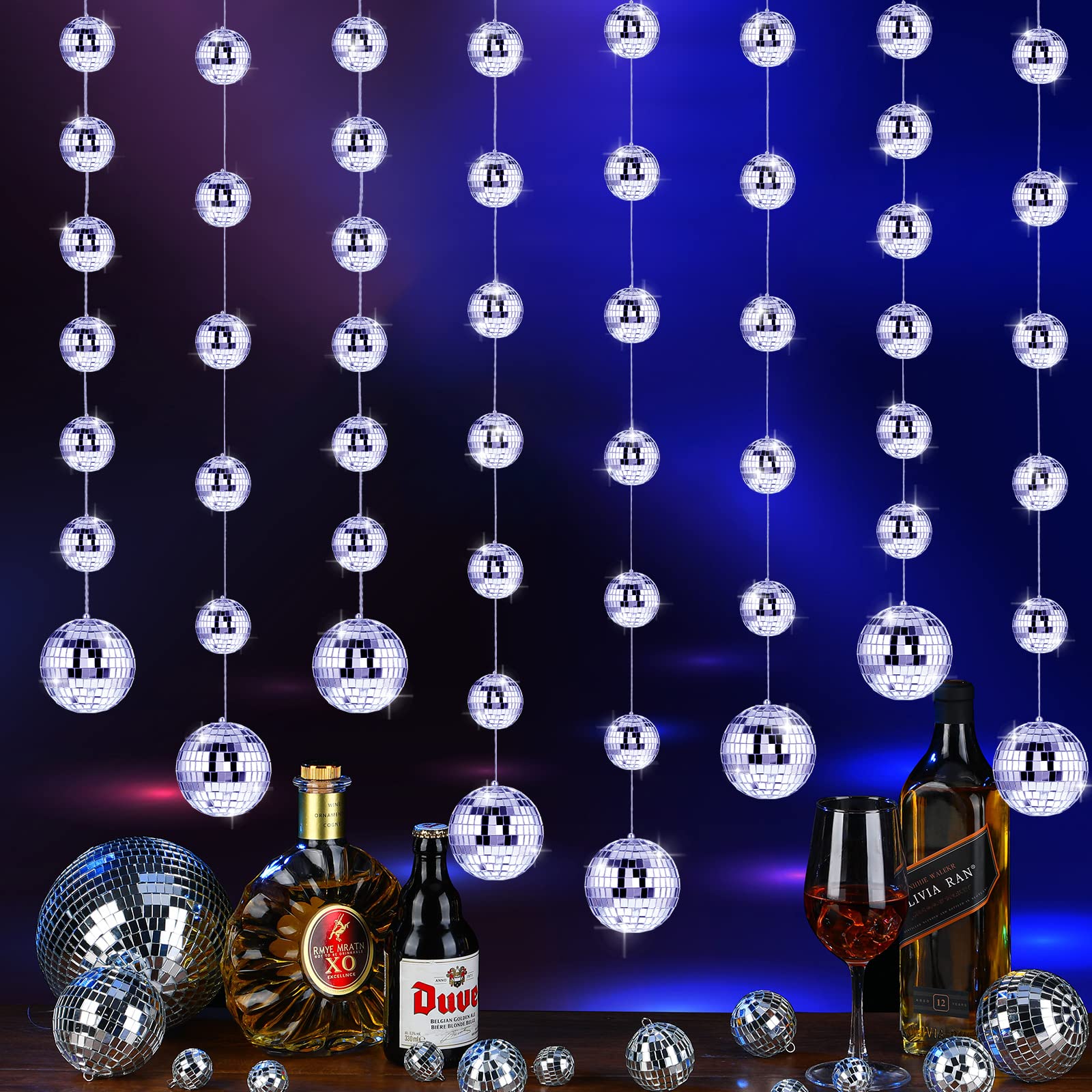 Sumind Mini Disco Ball Ornaments, 8 Packs, Silver, 2 Inch & 3 Inch, Reflective Mirror for Party Decorations, Model HB-Sumind-BI40J