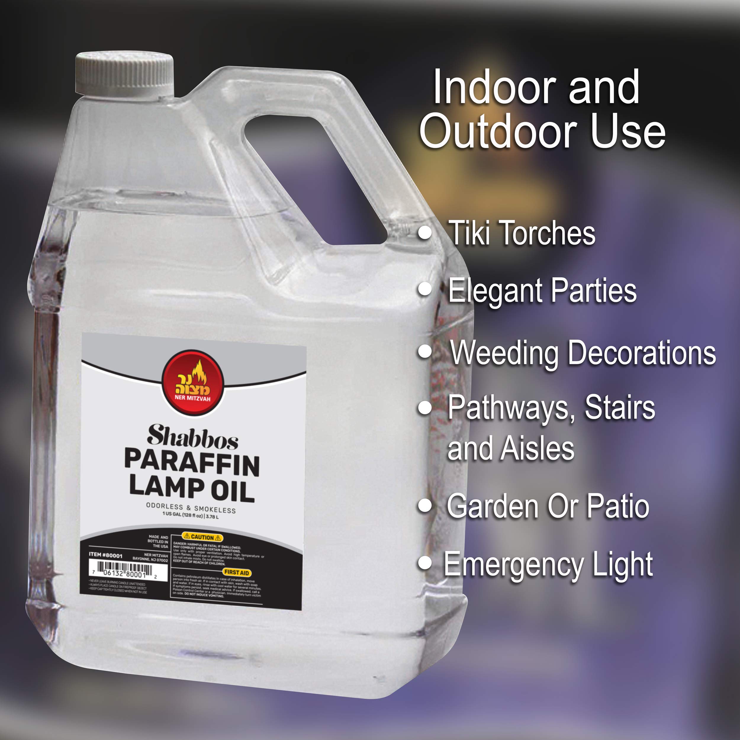 Ner Mitzvah 1 Gallon Clear Paraffin Lamp Oil - Odorless, Smokeless, Clean Burning Fuel for Indoor & Outdoor Use