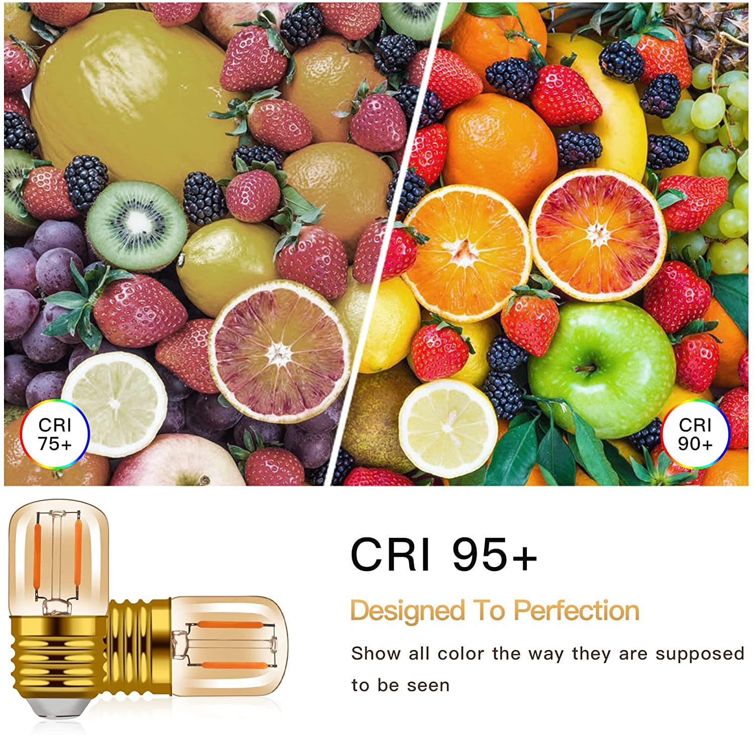 Hcnew 1W LED Edison Night Light Bulbs, T28 Amber, 6 Pack, E26 Medium Base, Glass, Warm White, 10W Incandescent Equivalent