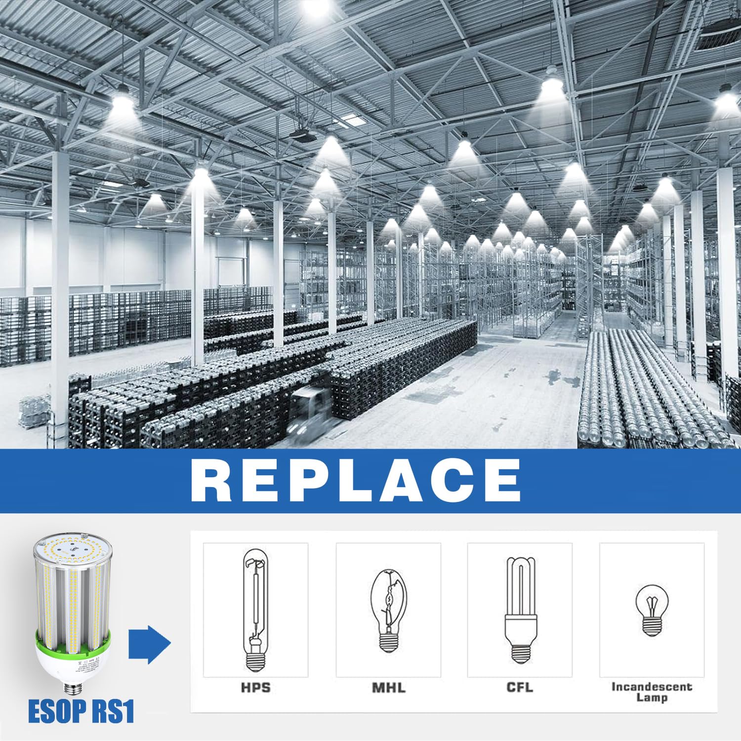 Djdtdty 80Wled Corn Bulb, E26 Base With E39 Adapter, 5000K 10400Lm Led Light Bulb For Garage Warehouse Workshop Barn (80Watts)