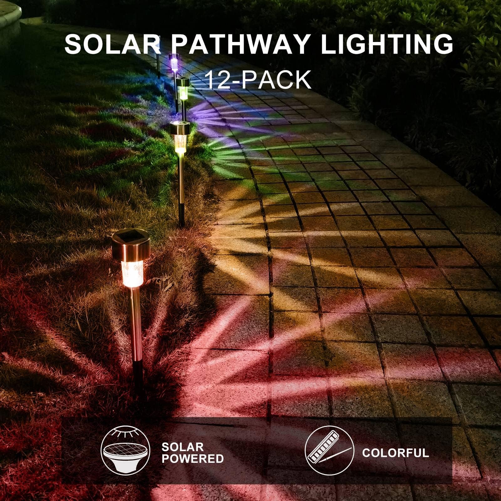 Dream Master Solar Lights Outdoor LED Landscape Lighting, Waterproof, 16 Pack, Multicolor, Aluminum