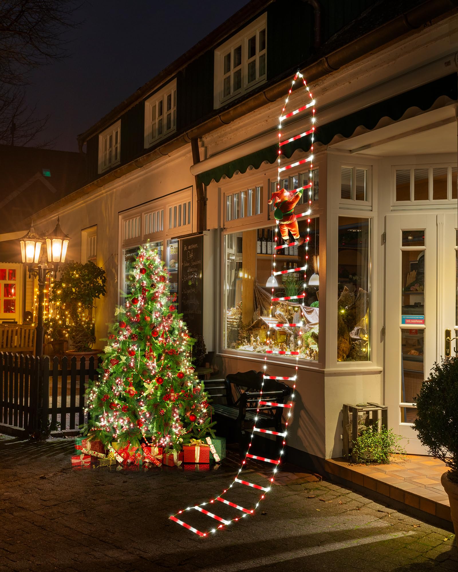 Toodour LED Christmas Lights - 10ft Decorative Ladder Lights - White & Red - Model LED08240338 - Indoor/Outdoor Xmas Decor