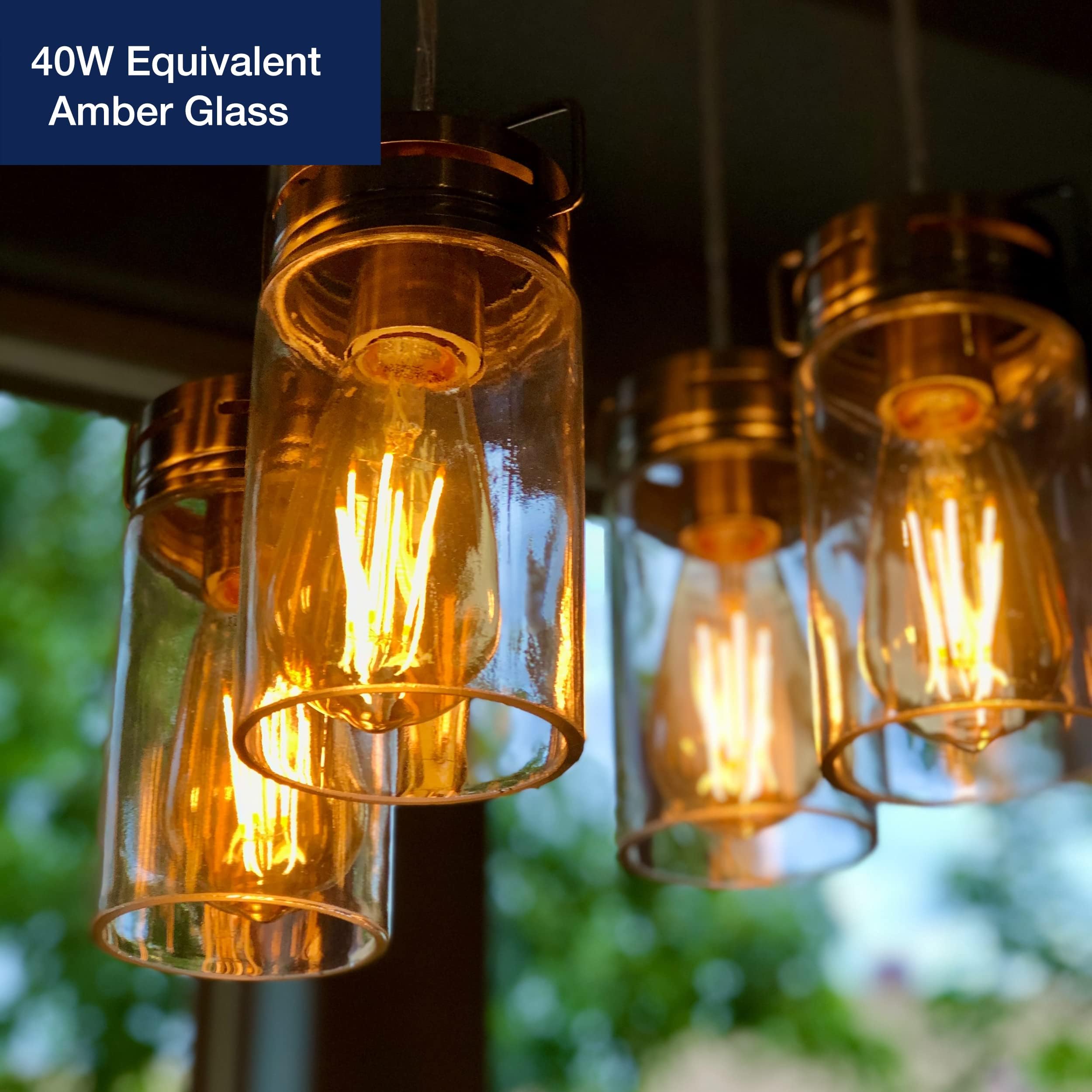 Flsnt 40W Equivalent Led Edison Bulbs With Amber Glass, 4W St19 Dimmable Vintage Led Light Bulbs For Pendant Light, 90+ High Cri