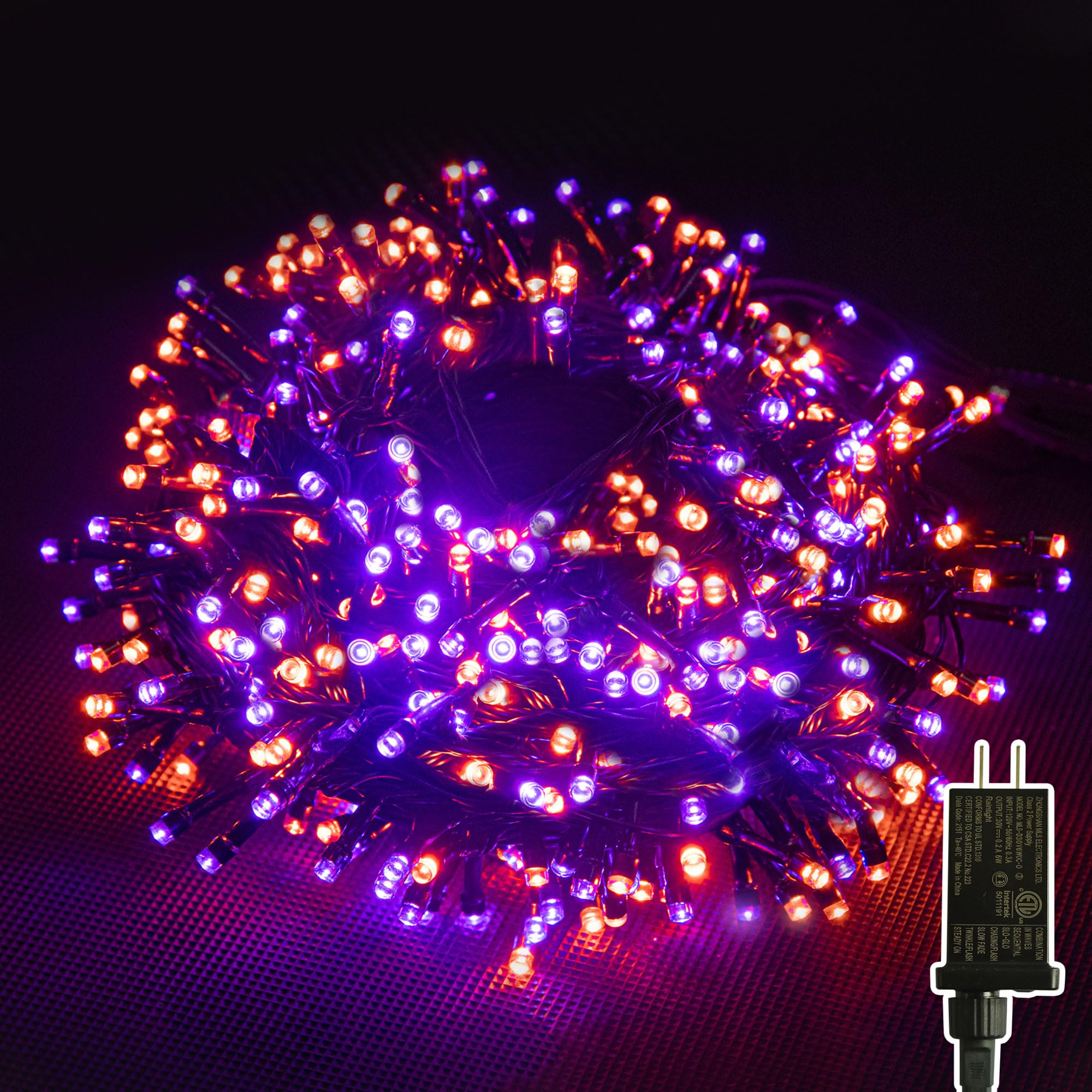 JACKYLED 180FT 500LED Halloween Lights, Outdoor String Lights 8 Modes & Memory Function, Orange and Purple Twinkle Tree Lights, 