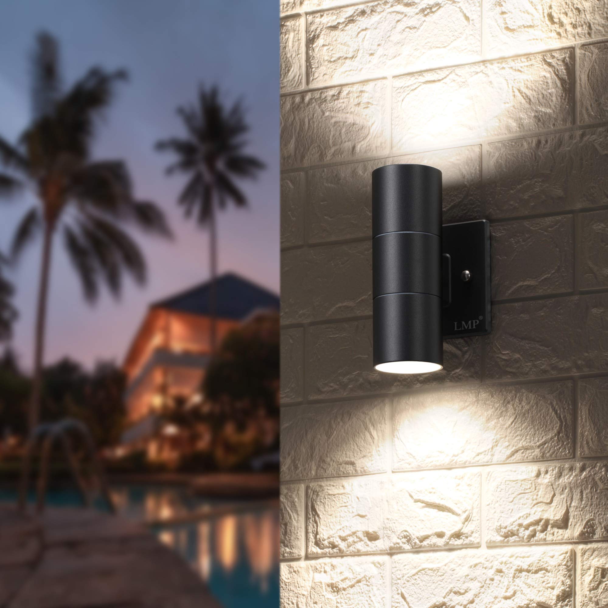 LMP Modern Outdoor Wall Light, Black Aluminum Finish, 2 Pack, Model ZY-B1005BLACK2