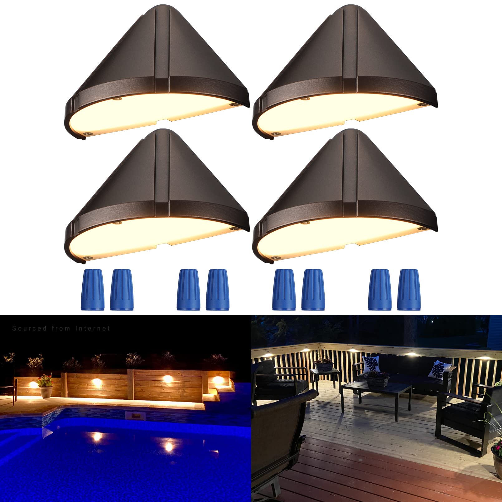 LEONLITE 5W LED Deck Lights - 12V Outdoor Stair Railing Light, Aluminum, Soft White (2700K), IP65, 4 Inch, Pack of 4,