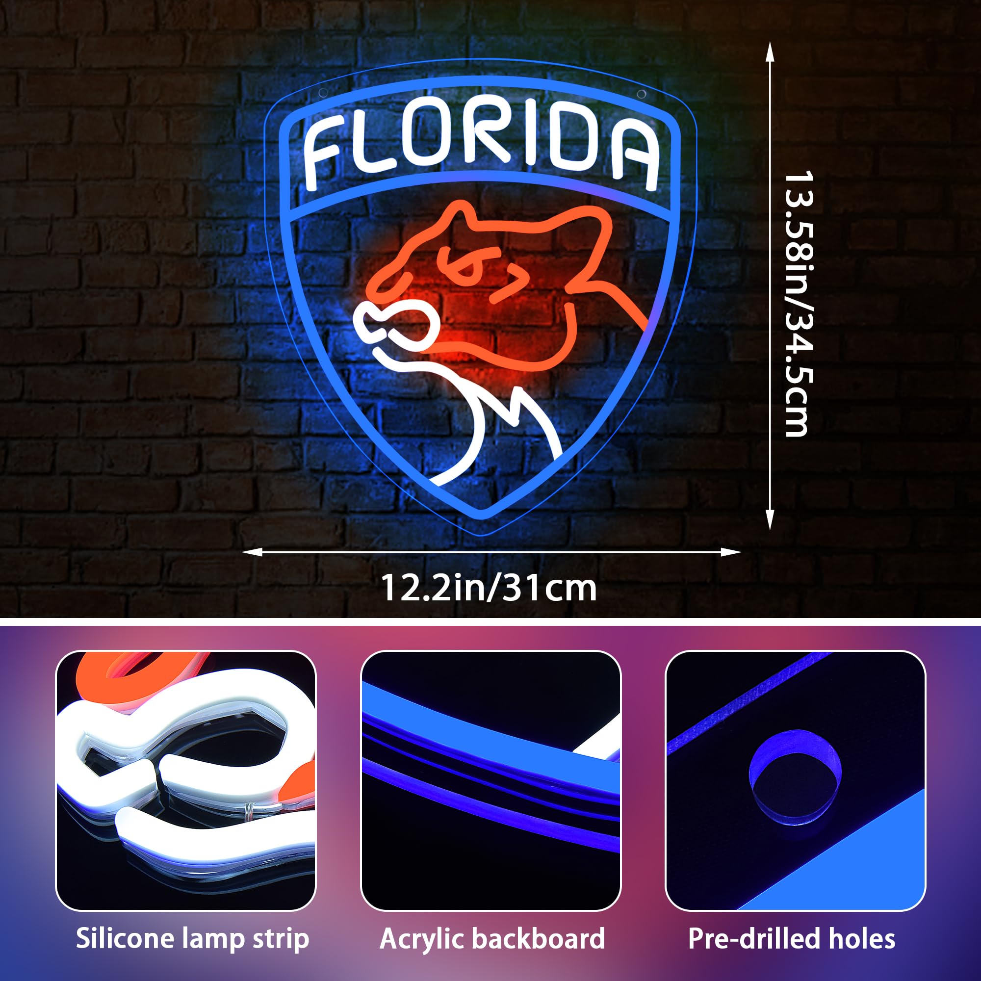 LALAON Ice Hockey Neon Sign Wall Decor LED Light 12.20x13.58in Red Blue Model ZKXD320 for Man Cave Garage Dormitory