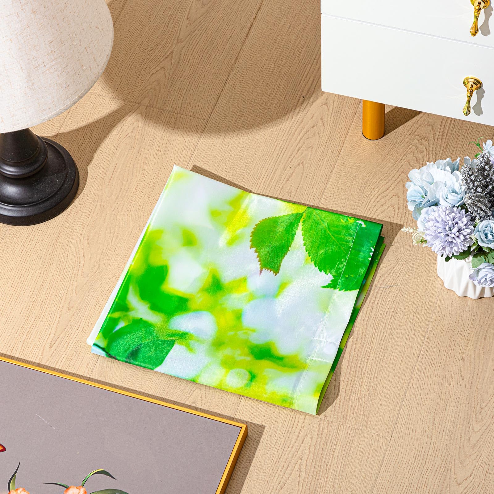 Patelai Fluorescent Light Cover with 10 Magnets, 4 x 2 Feet, Green Leaves, Flame Retardant Fabric, Model PT-Patelai-2655