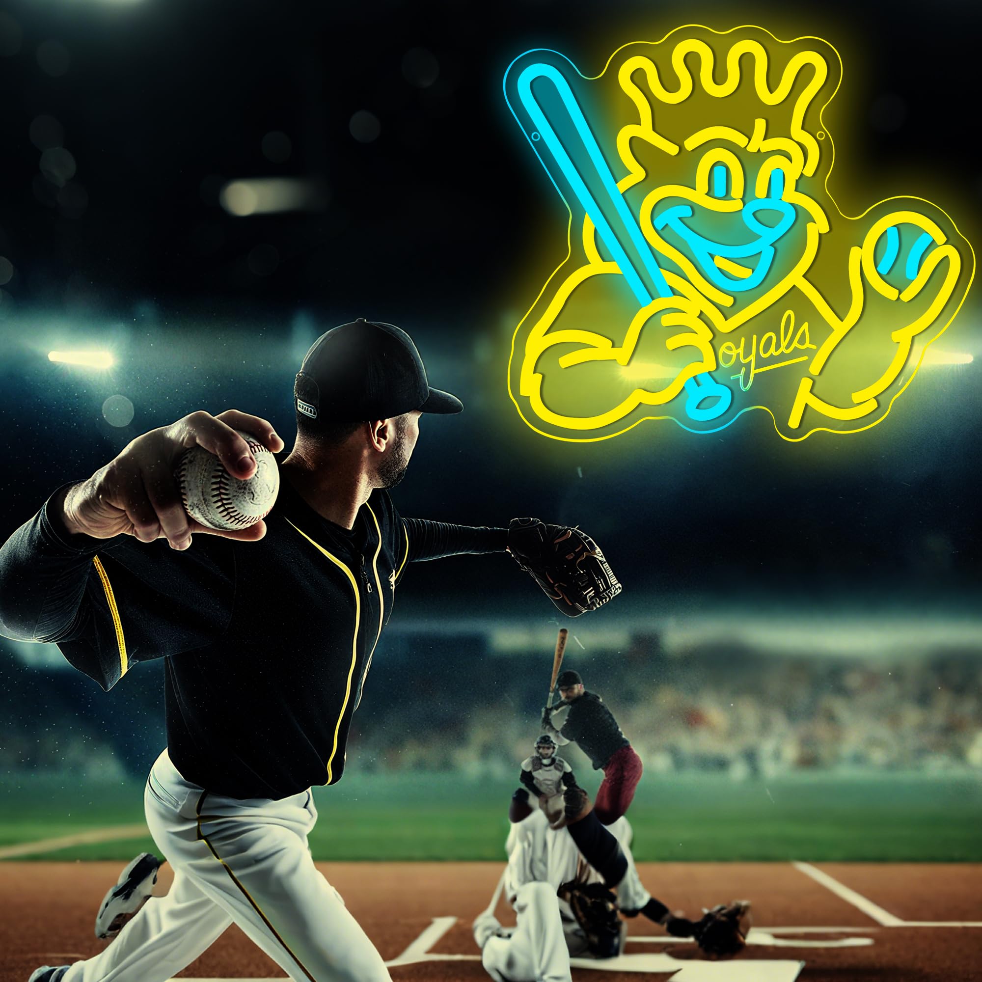 Baseball Neon Sign For Wall Decor Baseball Team Dimmable Led Neon Sign For Man Cave Bedroom Sport Club Garage Party Bedroom Dorm Birthday Gift For Fans Size 12.5 * 14 In(Zyld302)