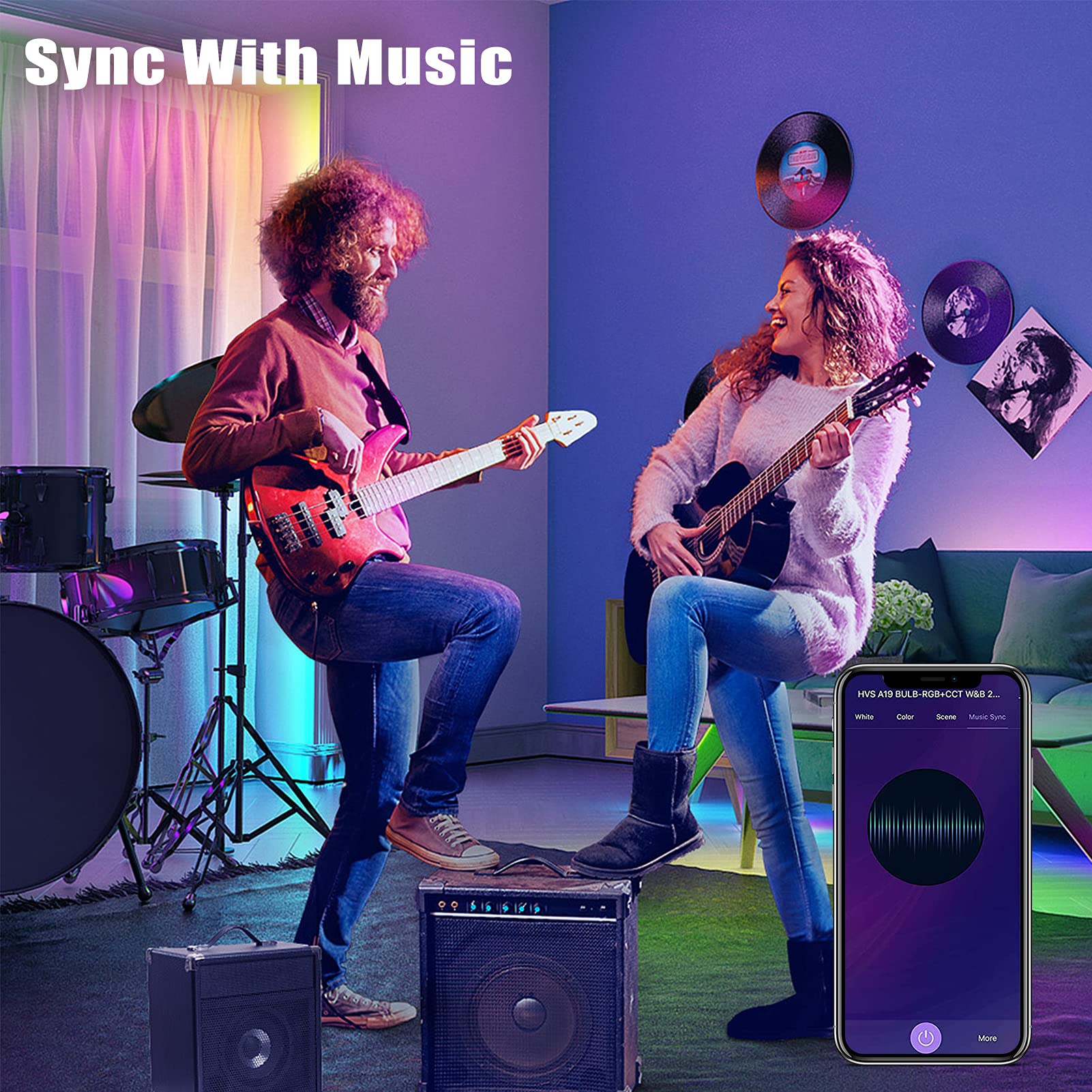 Homevenus Smart Light Bulbs, RGBW Color Changing LED, 9W Equivalent, Dimmable, WiFi, 8 Count, Compatible with Alexa, E26