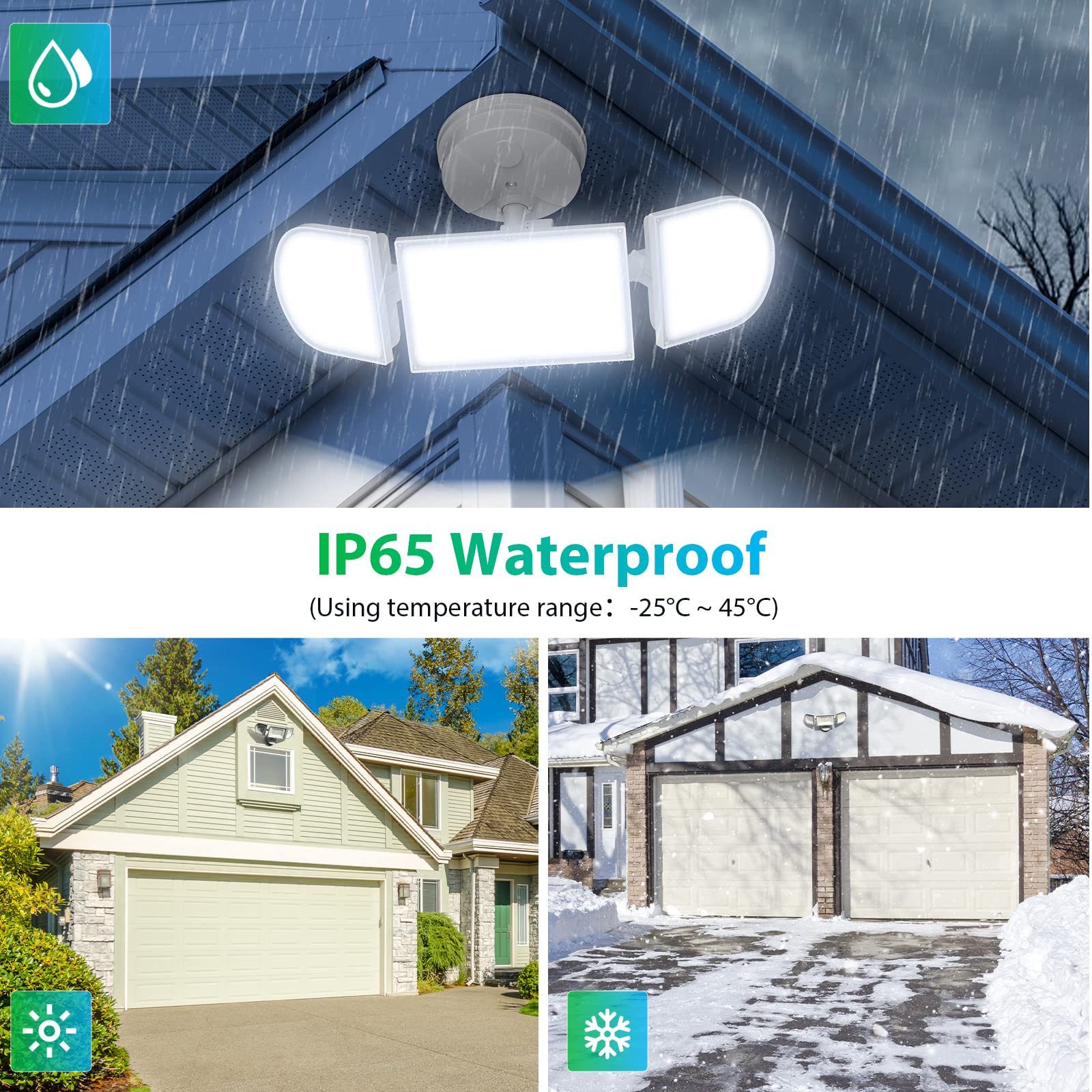 Imaihom 100W Flood Lights - 9000Lm Ultra Bright, 3 Adjustable Heads, Ip65 Waterproof, White