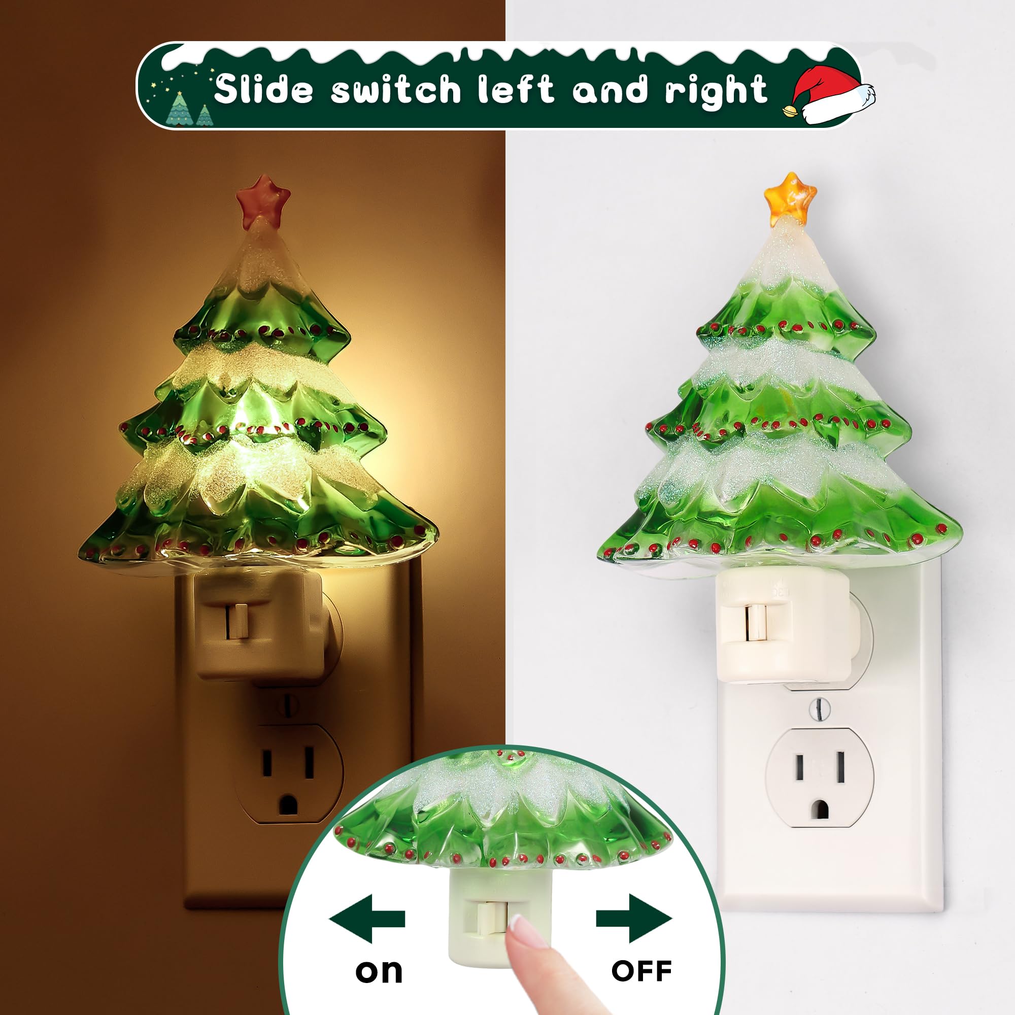 L Lohas Led Christmas Tree Night Light  3000K Warm White Plug In Night Light  360?Rotatable Vintage Decor Nightlight For Kids Room  Hallway & Home Party  Cute Holiday Gift  2 Pack