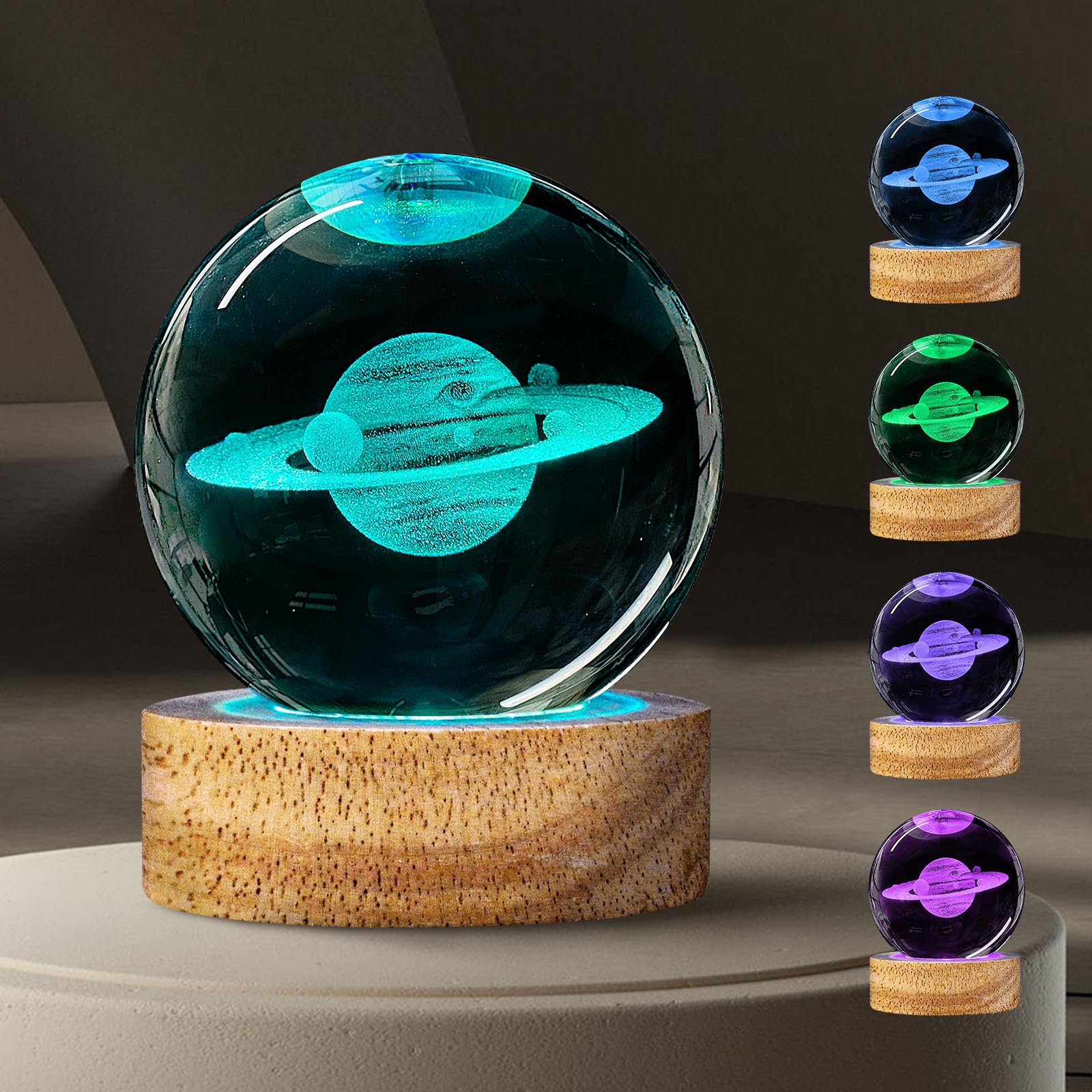 DCORIUNTG 3D Saturn Galaxy Crystal Ball Night Light with 16 Color, 60mm Saturn Planet Glass Ball Lamps with Remote Unique Saturn