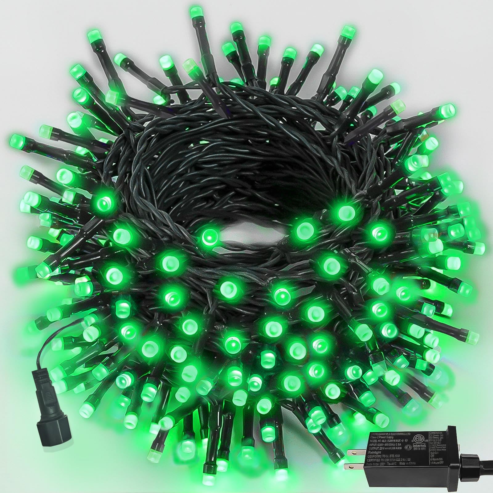 YIQU 200 LED Christmas String Lights, Green Wire, 8 Modes, Indoor/Outdoor, Model MLS-D29V6WUC-O