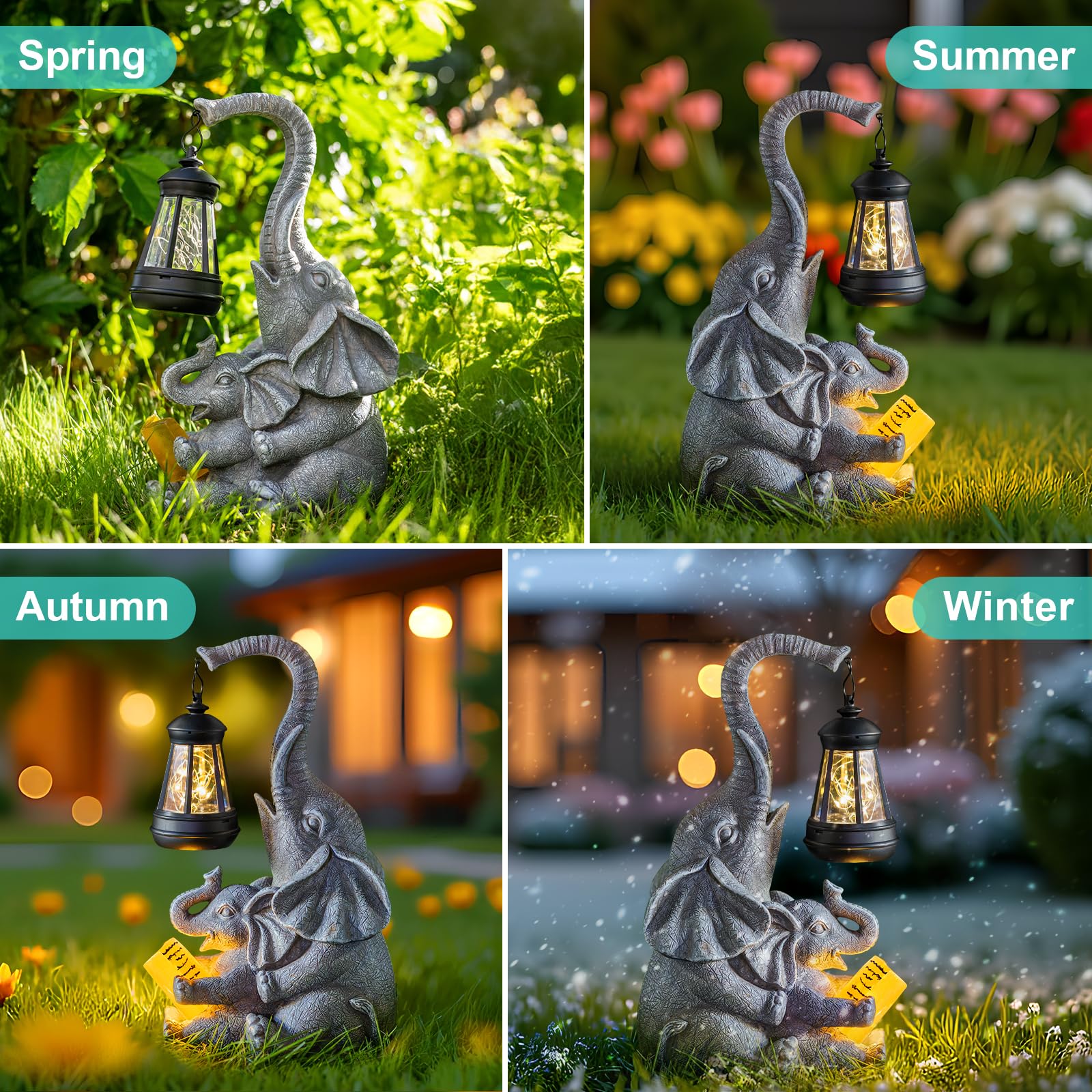 Zqqlite Solar Elephant Statue Lights Outdoor Garden Decoration  Elephant Statue With Solar Lantern Outdoor Decoration For Mother Women Birthday Gift-Courtyar Balcony Lawn Decor
