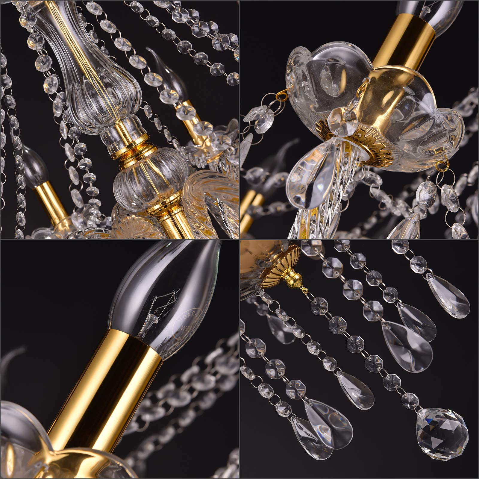 Panghuhu88 Crystal Candle Chandeliers Lighting 15 Lights Pendant Ceiling Fixture Lamp For Dining Living Room Bedroom Hallway Ent