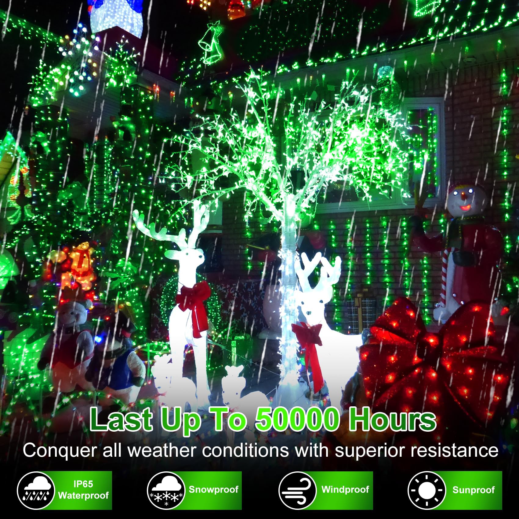 750 Led 256Ft Outdoor Christmas Lights, Super Long String Lights 8 Modes Timer Memory, Outsite Waterproof Dark Green Wire Fairy