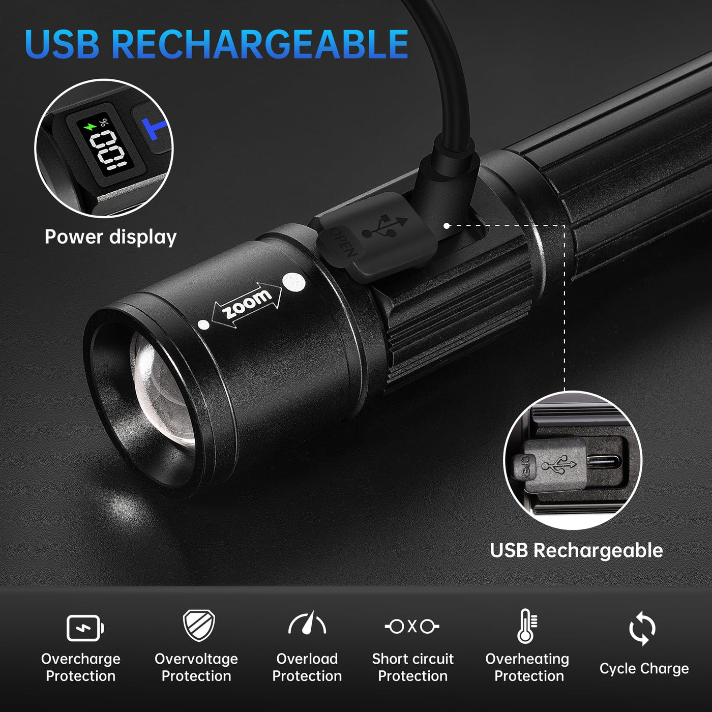 TrixHub Rechargeable Flashlights 2 Pack, 5 Modes, Super Bright LED, Al – Lightsdaddy TrixHub Rechargeable Flashlights 2 Pack, 5 Modes, Super Bright LED, Al – Lightsdaddy