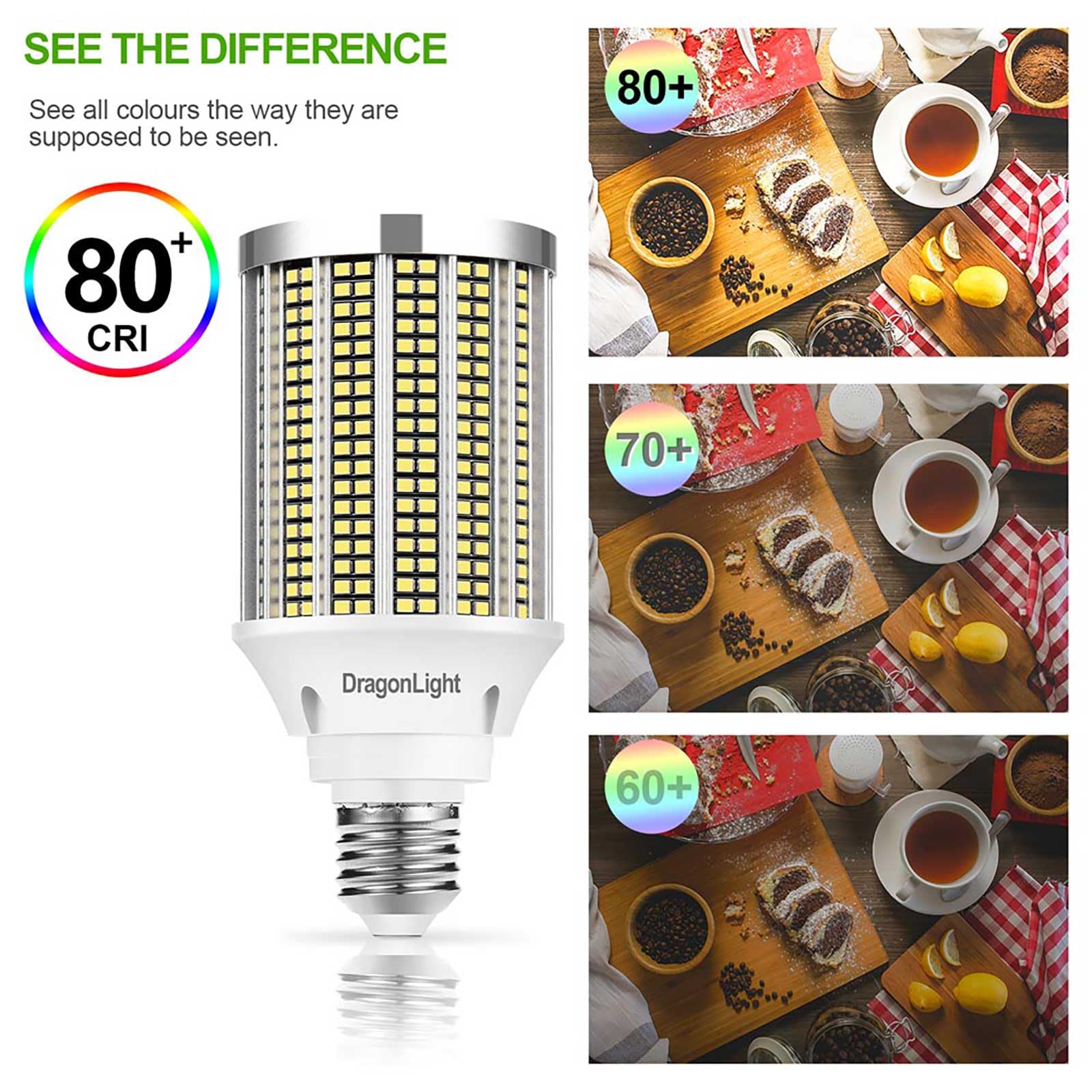 Dragonlight 50W Super Bright Led Corn Light Bulbs (400 Watt Equivalent) - E26 Base Led Lamp 6000K Daylight 6,000 Lumens For Larg