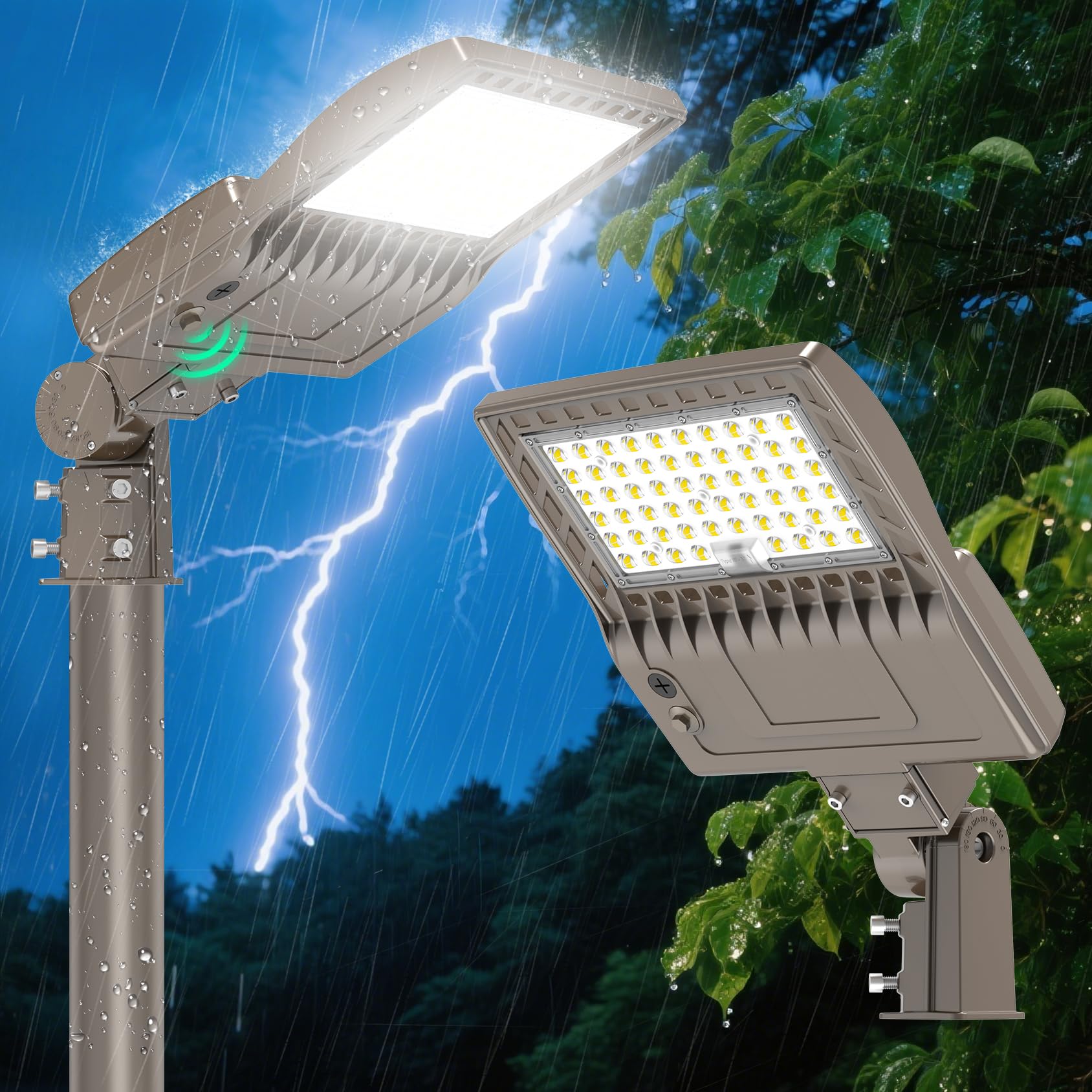 2Pack 240W LED Parking Lot Light with Photocell 36000LM ETL Listed LED Shoebox Pole Lights 5000K IP65 Waterproof 100-277VAC Inpu