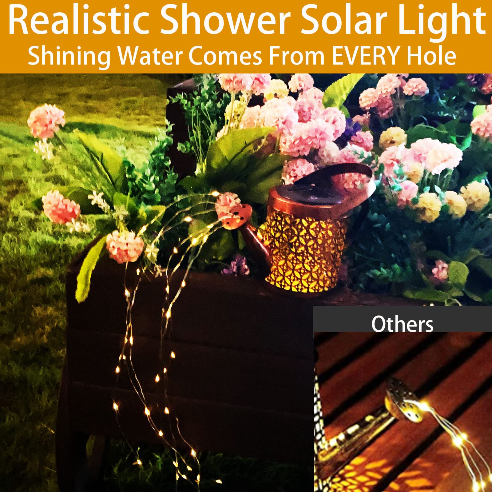 Merrytech Solar Lanterns Outdoor Waterproof Metal Watering Can with Hook - Garden Decor Path Lights for Mom and Grandma