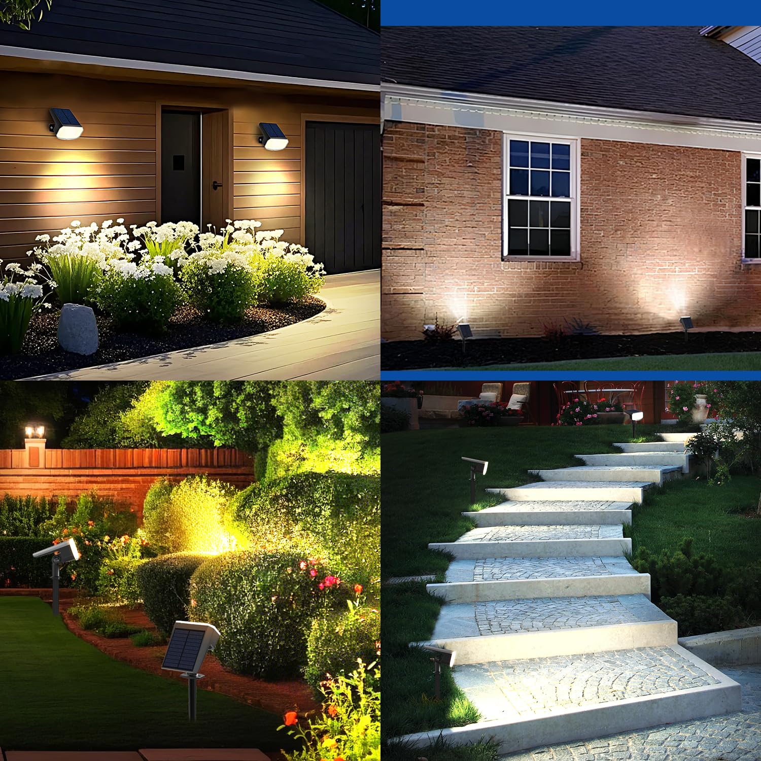 Jejot Solar Lights Outdoor Waterproof Ip65  Super Bright Led  2Cct 4 Lighting Modes 3000K/6500K Selectable  Solar Powered Yard Garden Solar Spot Lights For Outside Landscape Auto On/Off -2 Pack