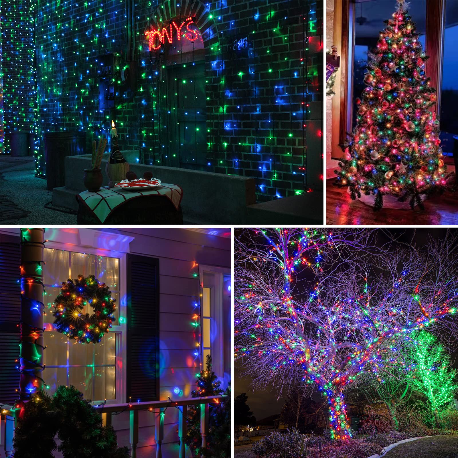 Bhclight Extra-Long 95Ft 240 Led Green Wire Christmas String Lights Outdoor/Indoor, Christmas Tree Lights With 13 Lighting Modes