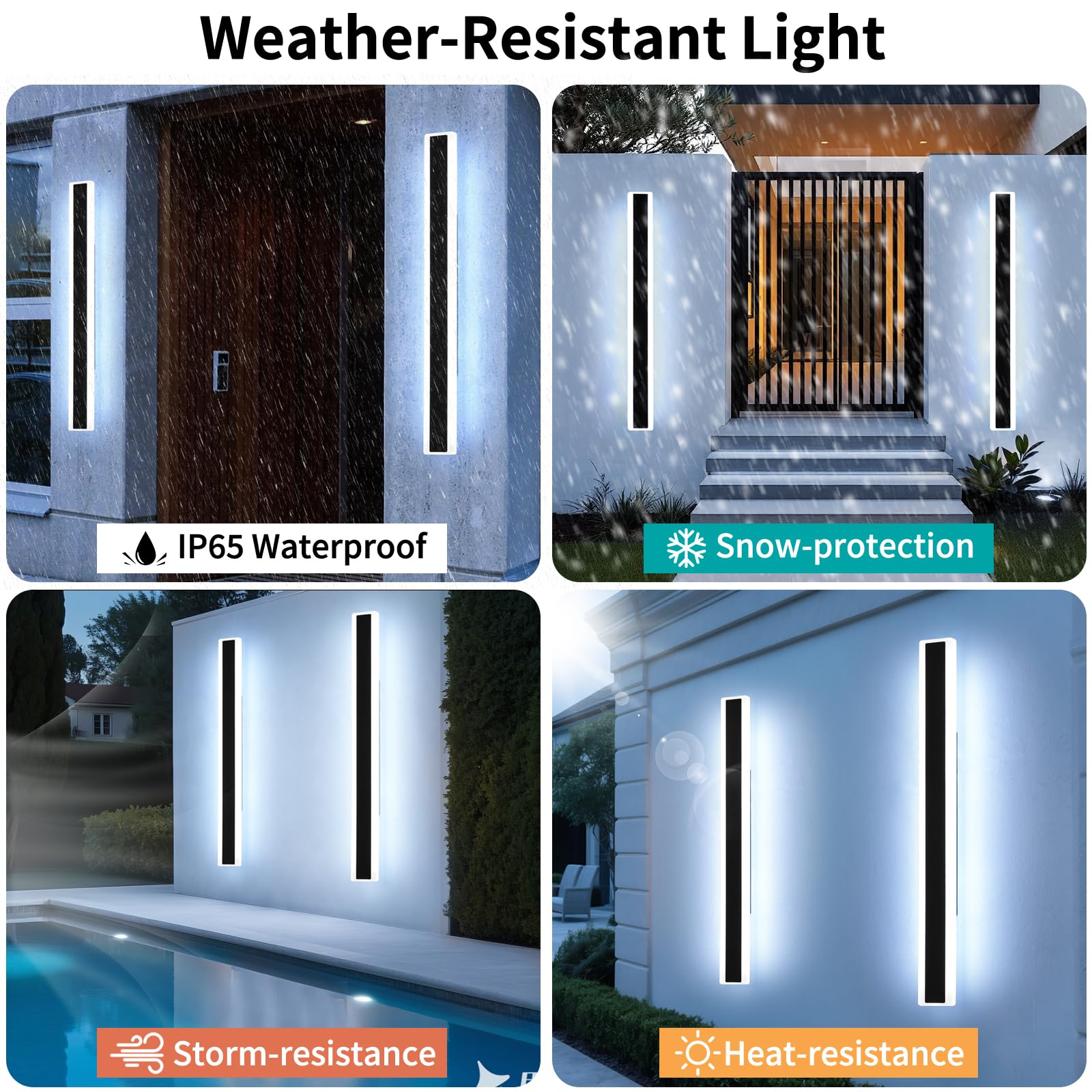 Mikeru 2Pack 47.2" LED Wall Light - 6000K Cool White, IP65 Waterproof Acrylic, Outdoor Porch Lighting Fixtures
