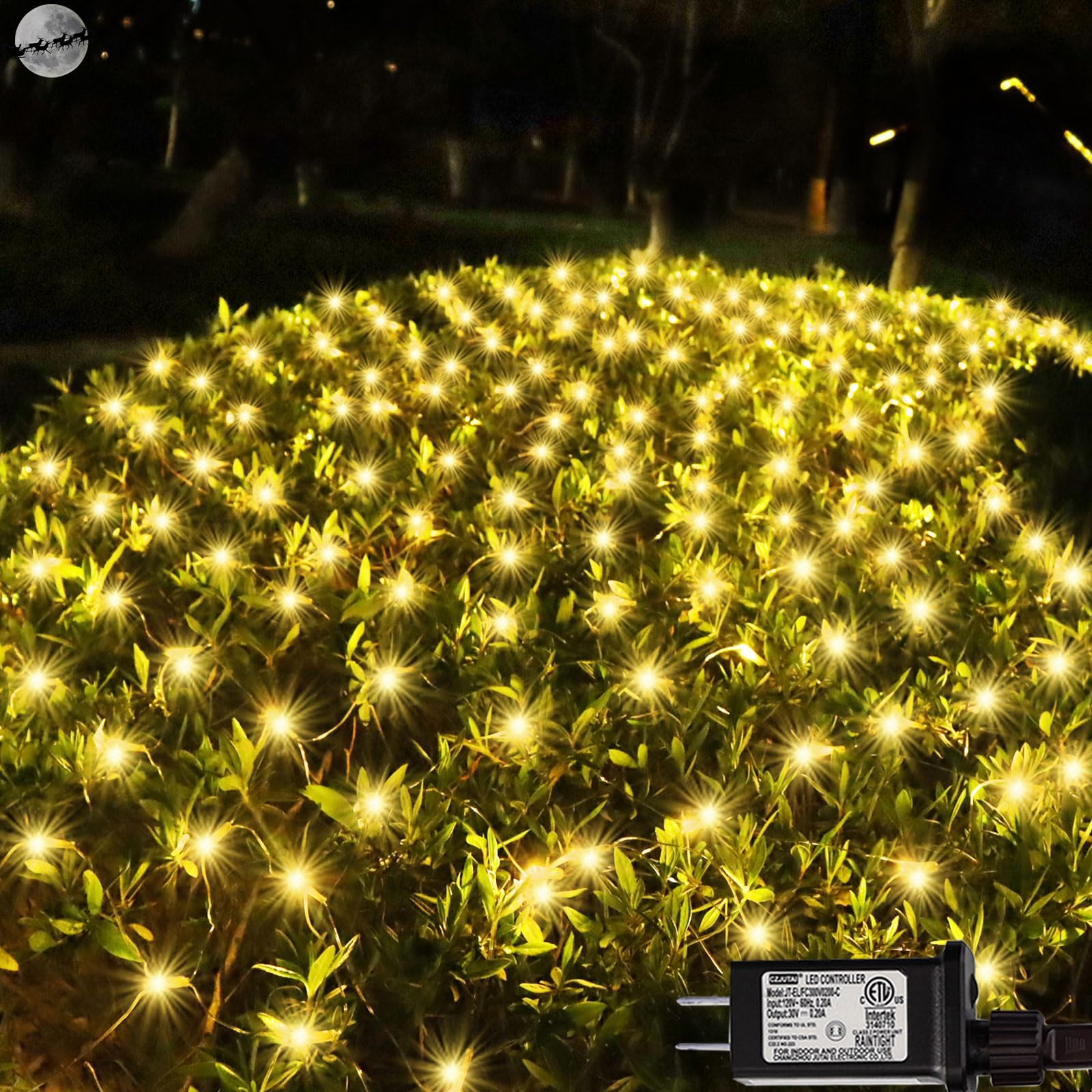 300 LED Net Lights, 14.8ft x 5ft 8 Modes Christmas Outdoor Mesh Lights Connectable, Waterproof Decorative String Lights Plug in 