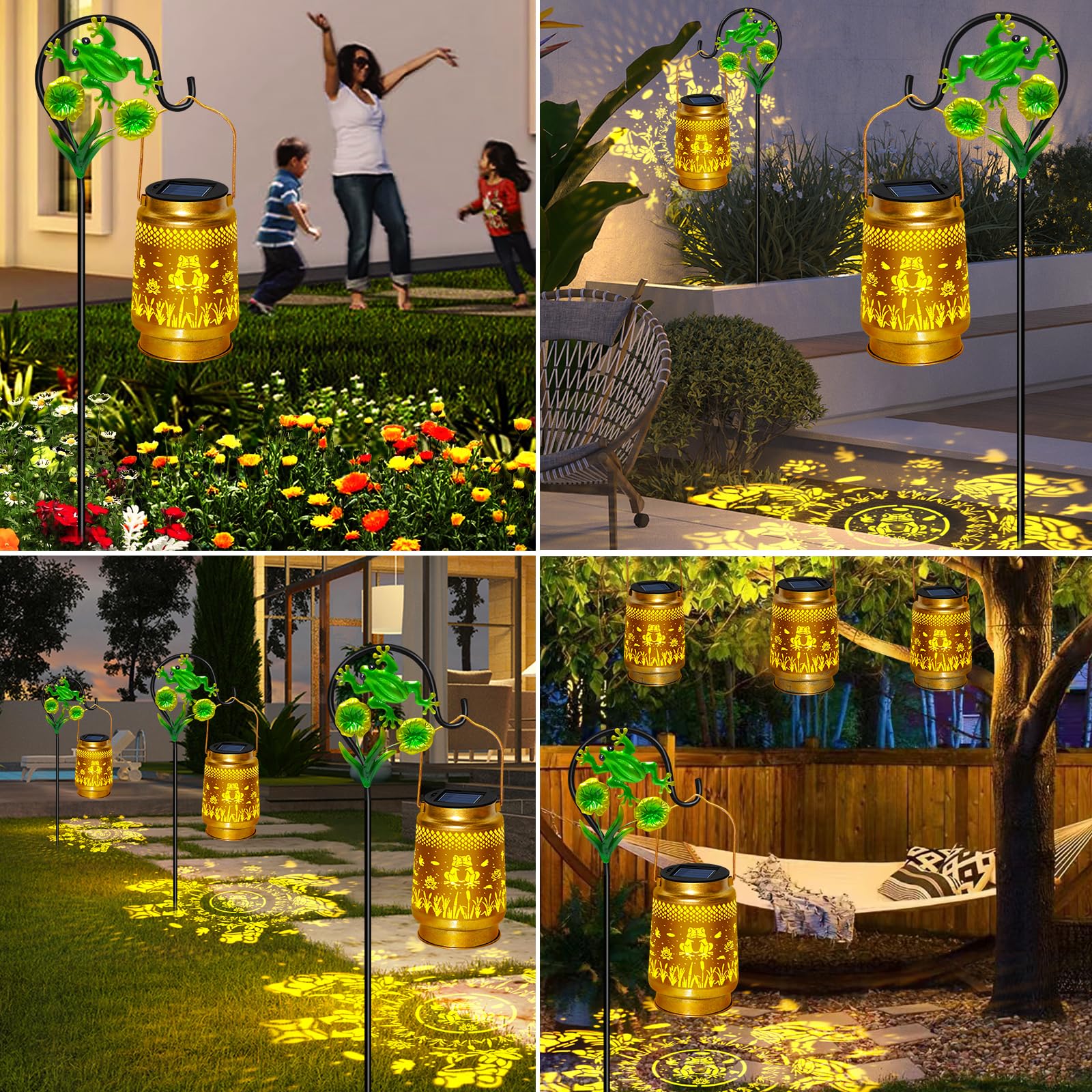 Frog Solar Lanterns Outdoor Waterproof,Frog Birthday Gifts For Women Mom Grandma,Metal Hanging Solar Lights,Cute Frog Decor For