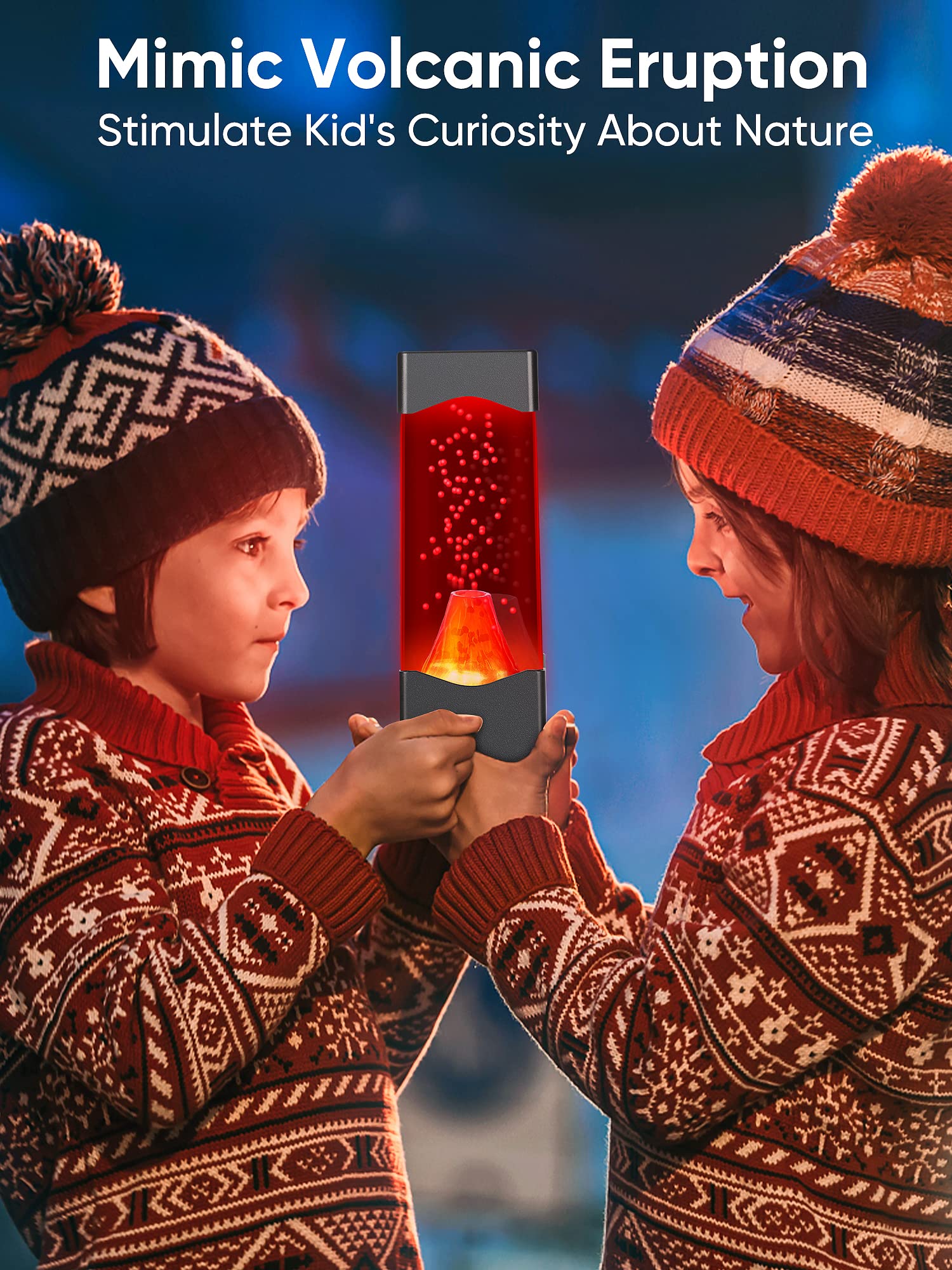 TNOIE Volcano Lamp - Realistic USB Powered Night Light, 9.1x2.8 inches, Black - Unique Sleep Decor for Kids & Adults