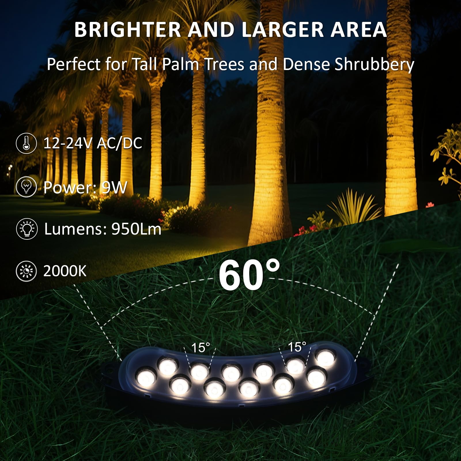 EZlumify 9W Low Voltage Flood Lights, 6-Pack, Aluminum, Black, 2000K LED Uplighting for Outdoor Use, Model EL-S51