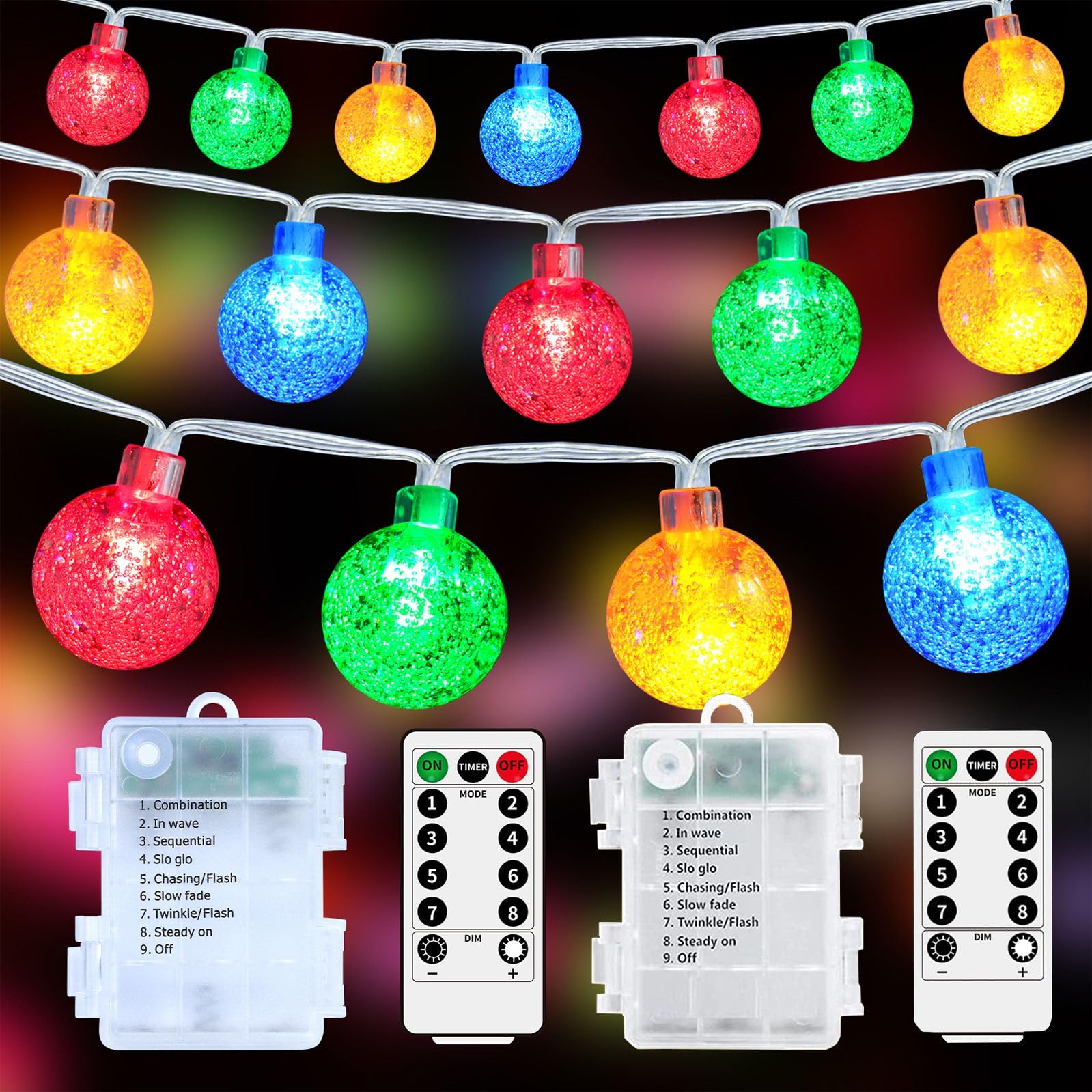 Ryblgled 200 Led Battery Powered Color Changing String Lights - 66Ft, 8 Modes, Waterproof