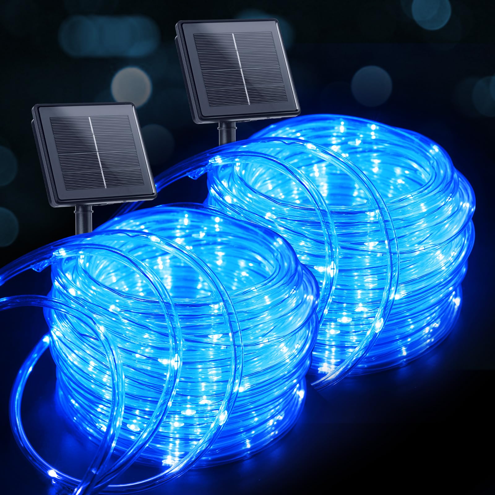Brightown Solar Christmas Lights Outdoor Waterproof  2 Pack Total 78FT 200 LED Solar Rope Lights with 8 Modes  Christmas Outdoor Decoration  Solar String Lights for Outside House Tree Halloween  Blue