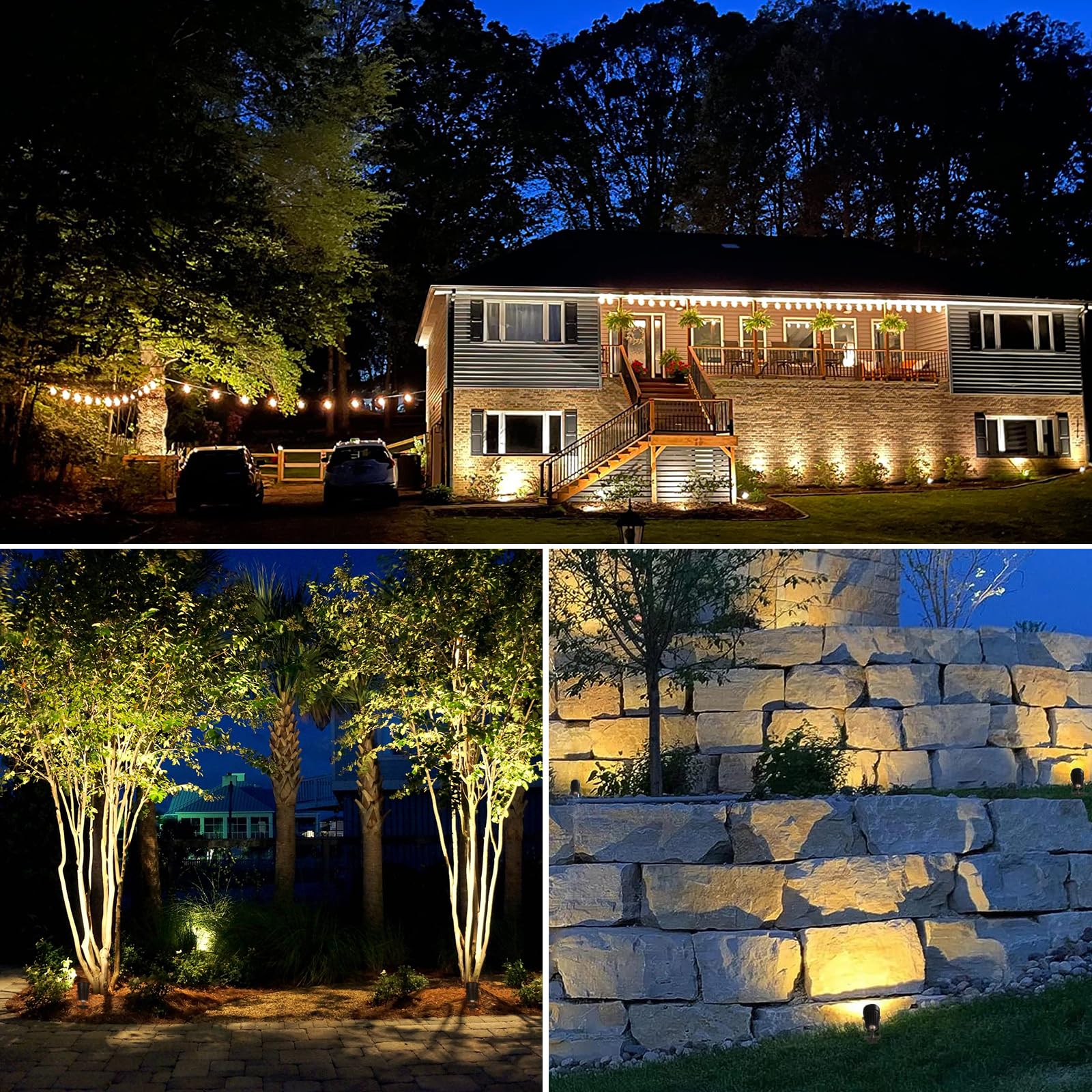 SUNVIE LED Landscape Spotlights, 3W, 3000K Warm White, Waterproof, Black, Model CLWS0304C, 4 Pack