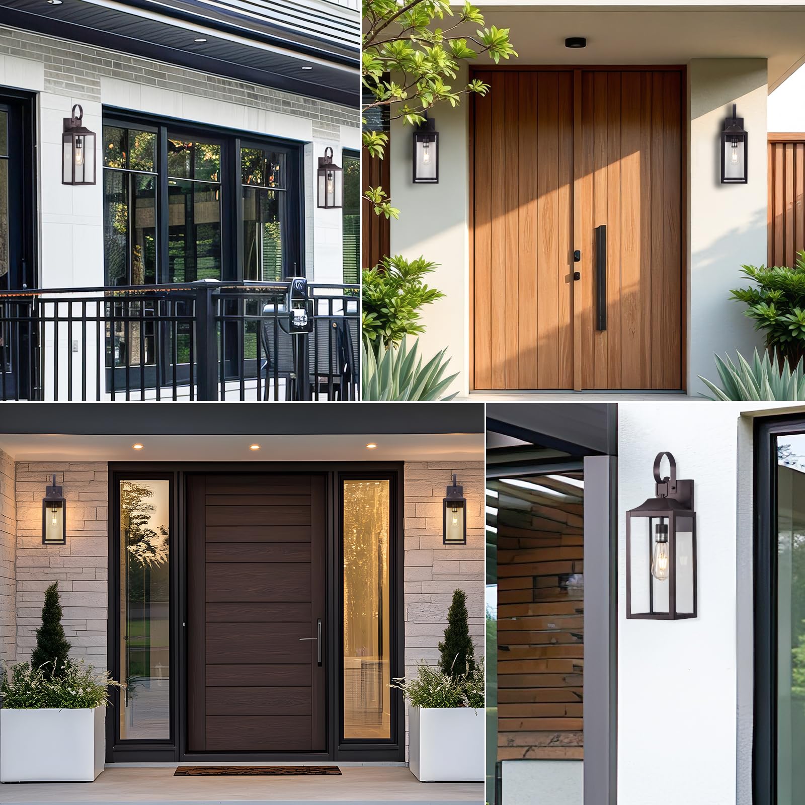 Yolsunes Outdoor Wall Lanterns 2 Pack, 19" Waterproof Bronze Metal Sconce Lights for Porch, Garage, and Patio - Model JZ-B06094P-2PK-ORB