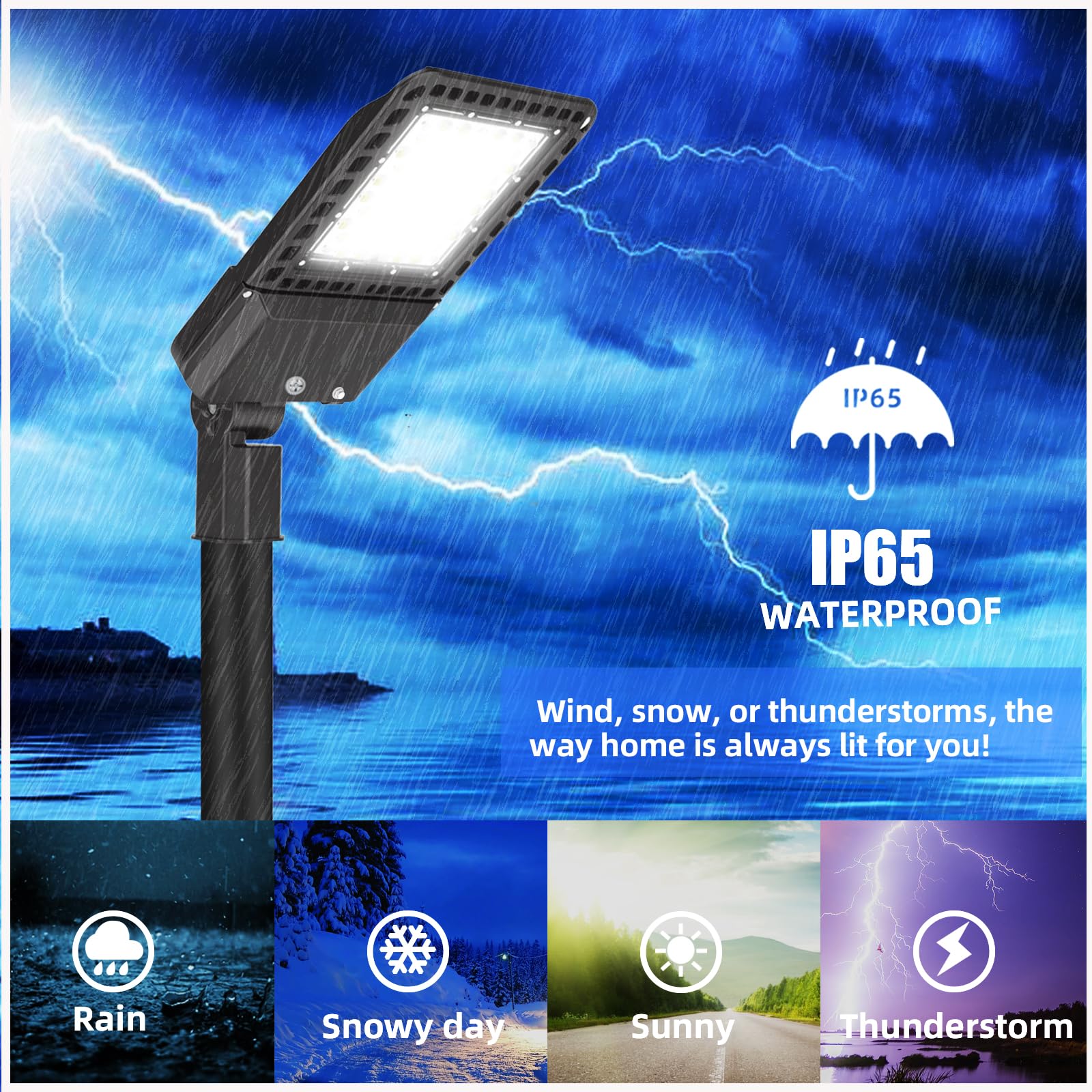 SEURON 300W LED Parking Lot Lights - 3 Pack, Dusk to Dawn, 39000LM, IP65 Waterproof, Bronze, Model SBL300